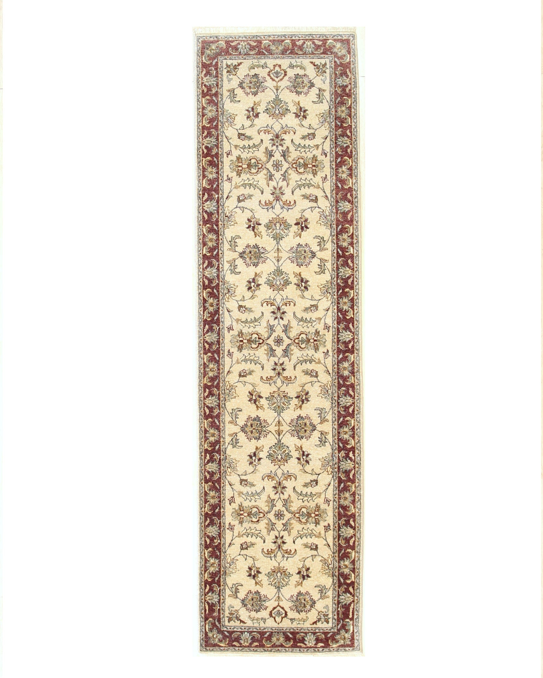EORC Ivory Hand Knotted Wool Agra Rug