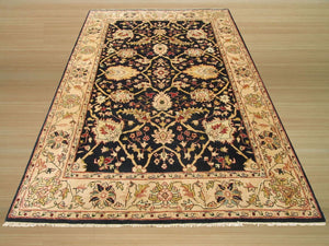 EORC Hand-knotted Wool & Silk Brown Traditional Oriental Flower Jaipur Rug