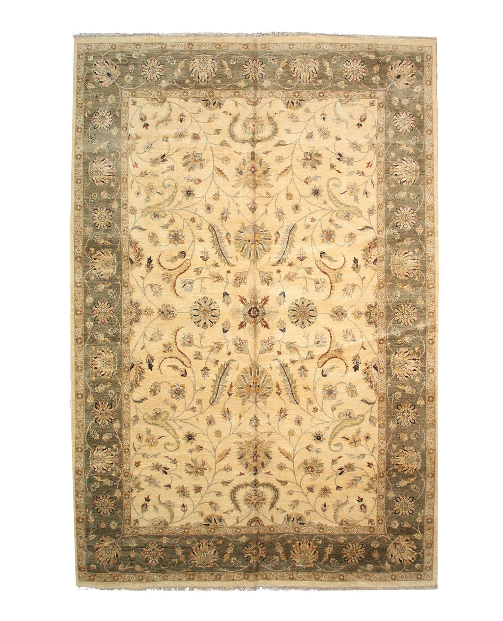 EORC Hand-knotted Wool Ivory Traditional Oriental Agra Rug