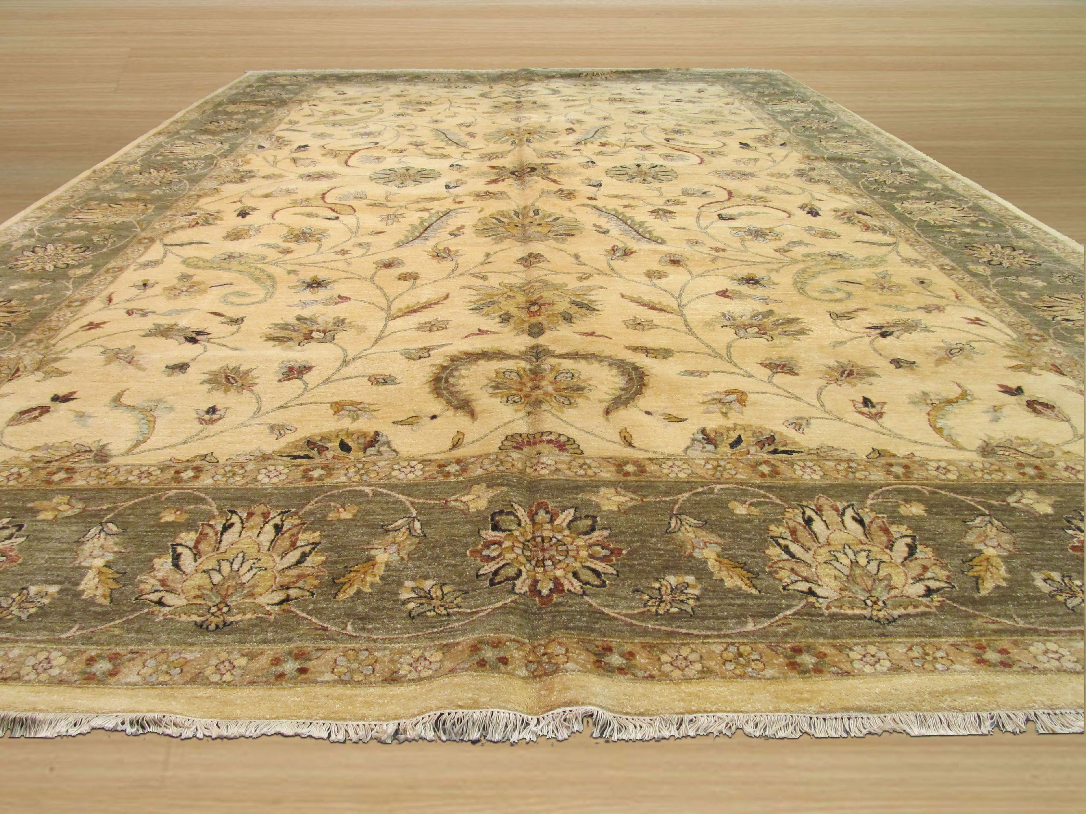 EORC Hand-knotted Wool Ivory Traditional Oriental Agra Rug