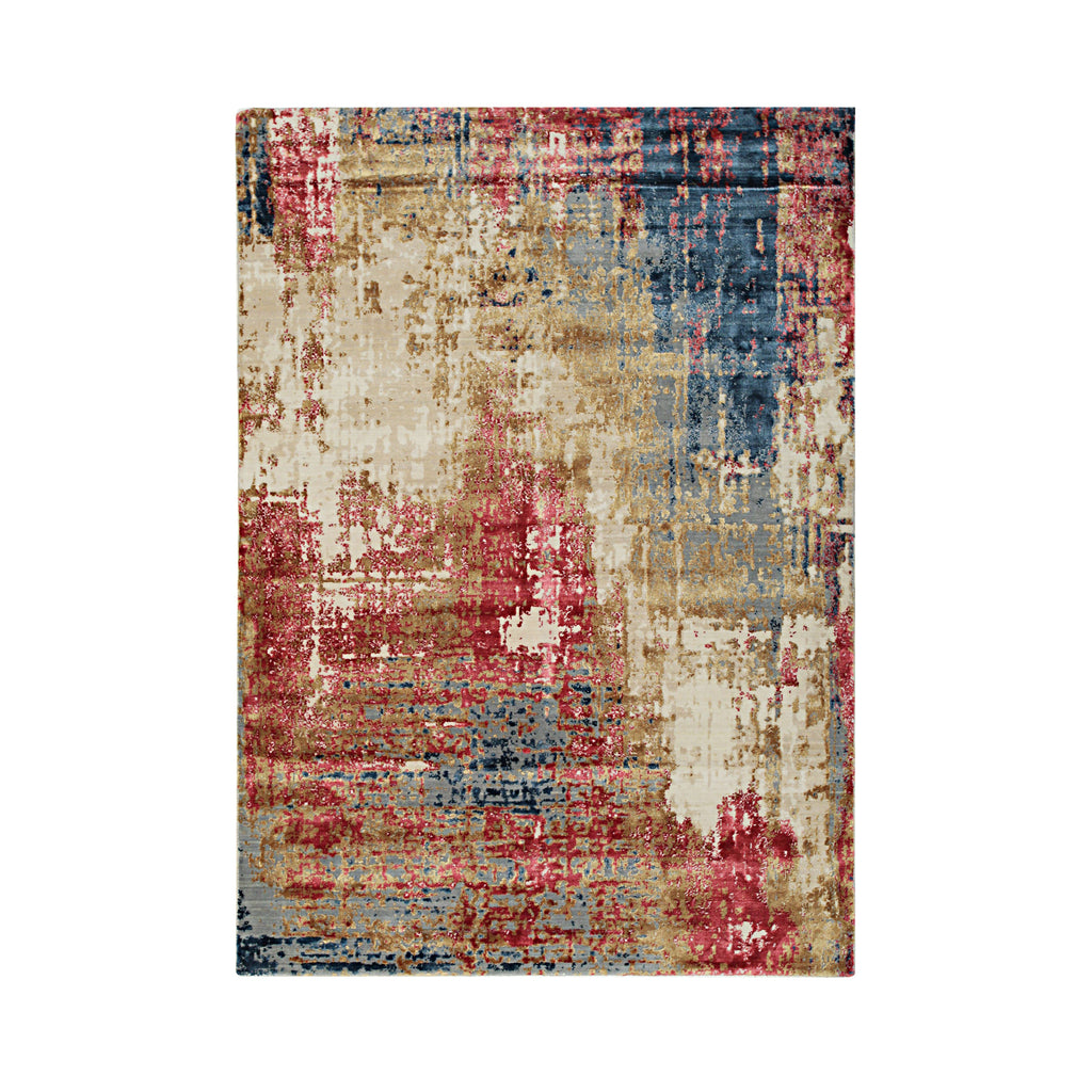 EORC Gold/Red Hand Crafted Wool & Viscose Hand Crafted Rug