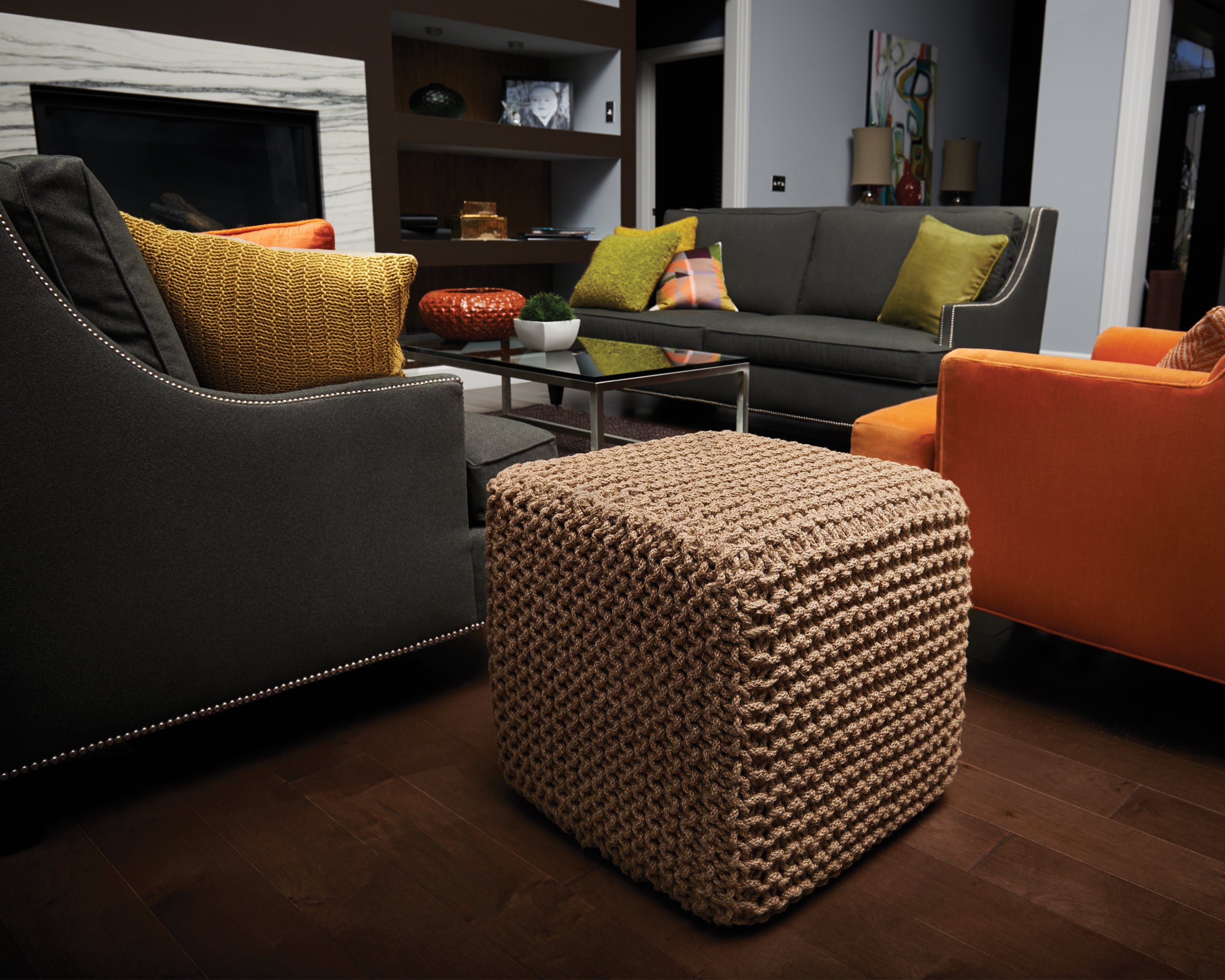 Anji Mountain Natural Jute Square Pouf