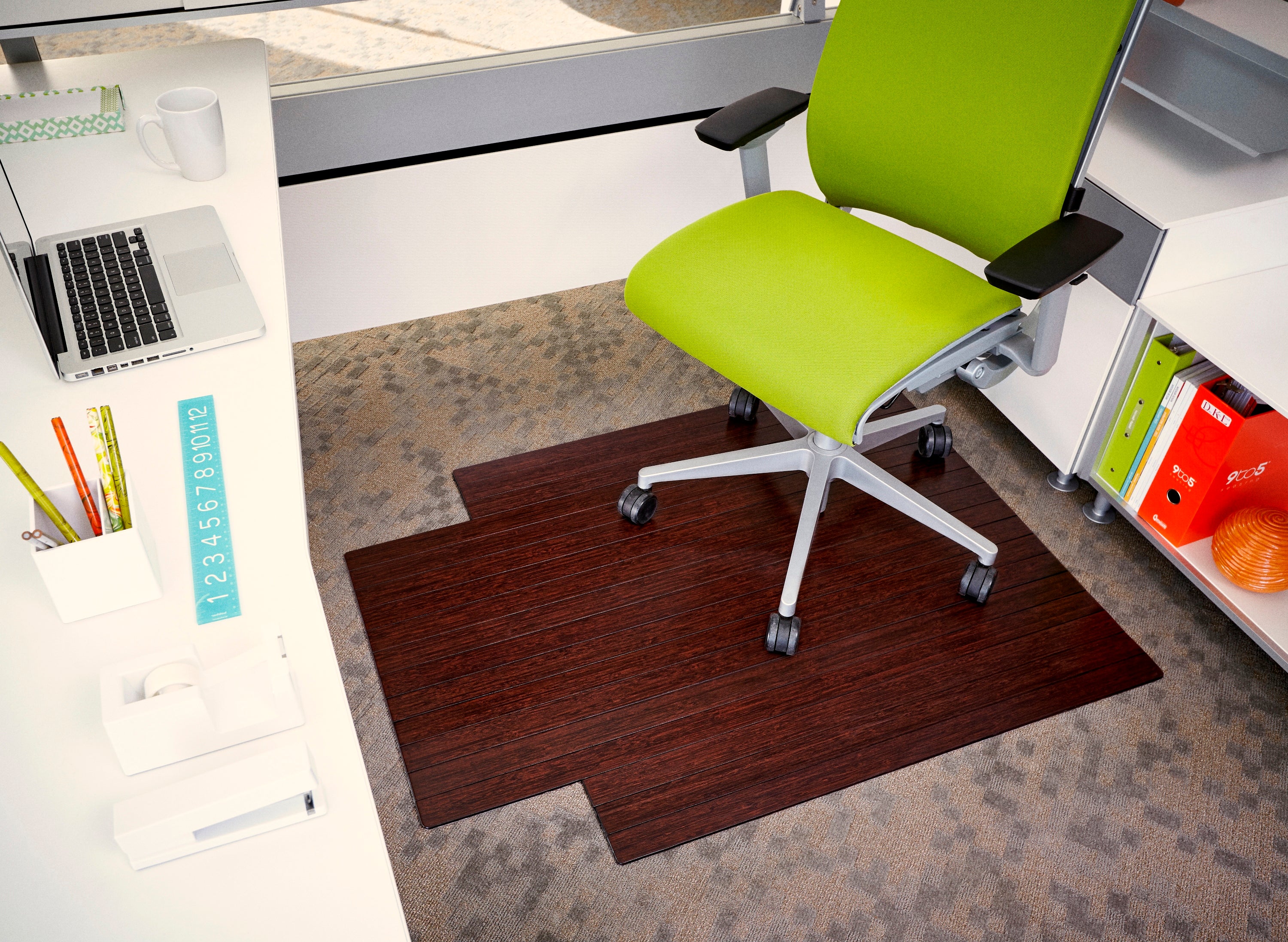 Anji Mountain Bamboo Roll-Up Chairmat 36" x 48" with lip