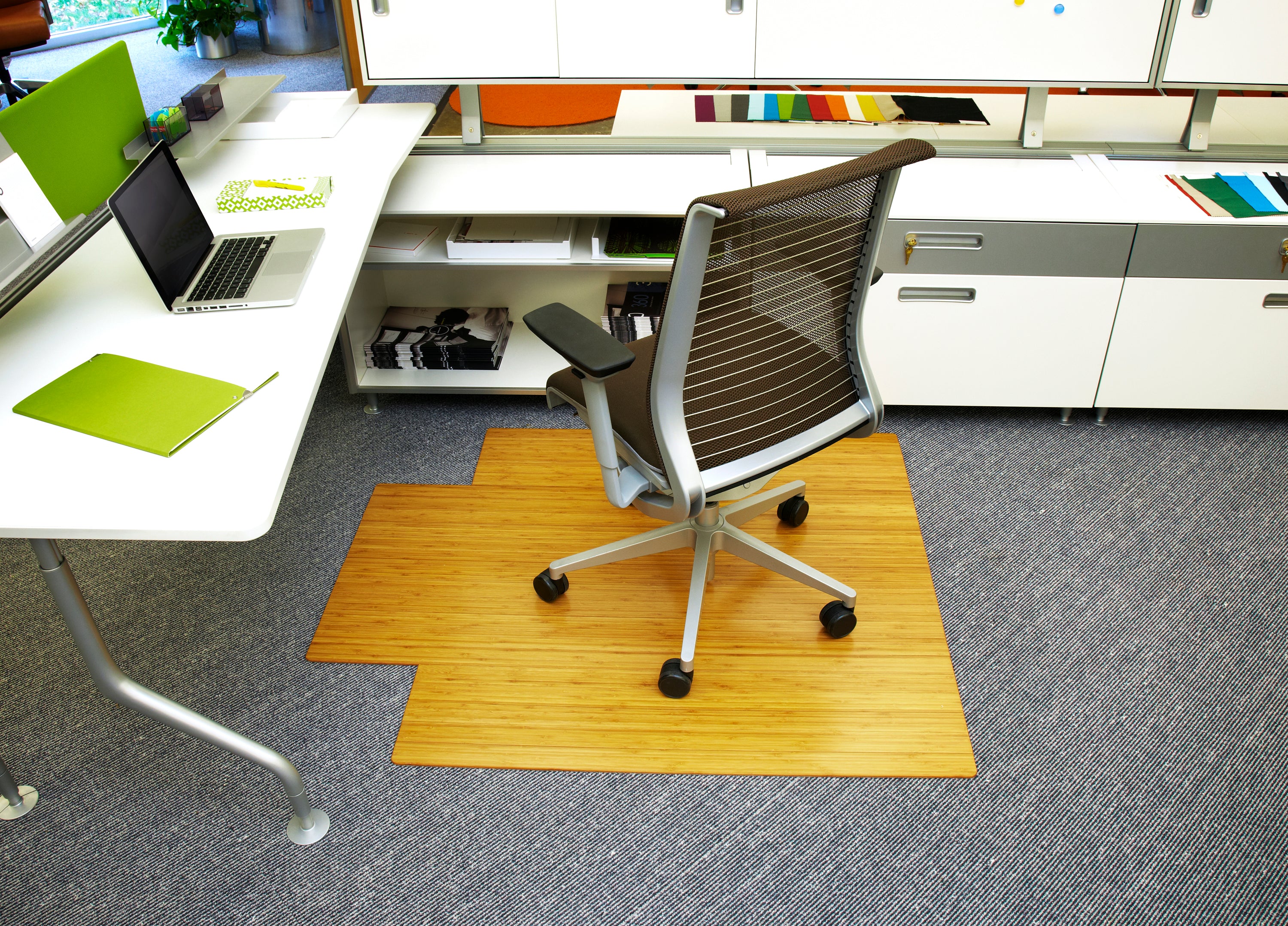 Anji Mountain Bamboo Deluxe Roll-Up Chairmat 44" x 52" with lip