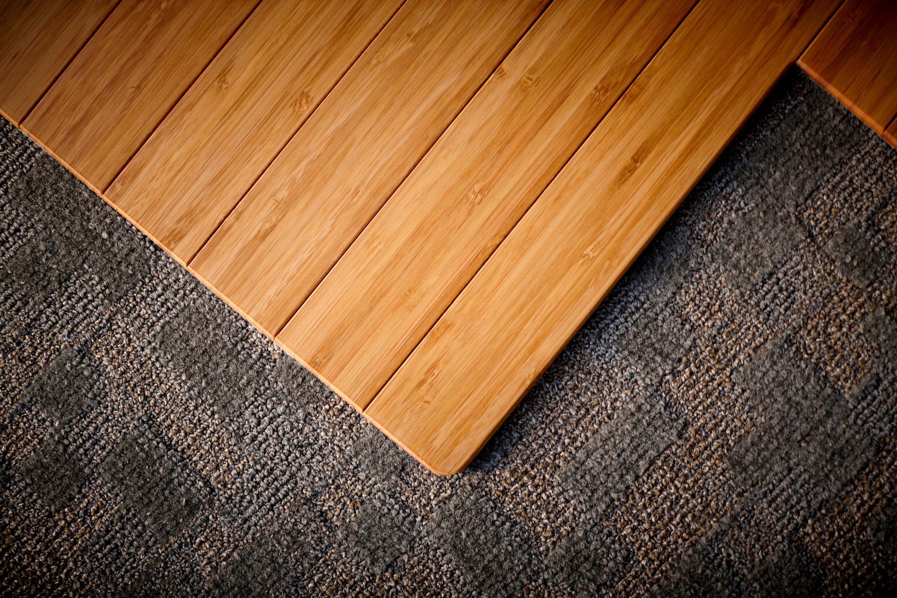 Anji Mountain Bamboo Roll-Up Chairmat 44" x 52" with lip