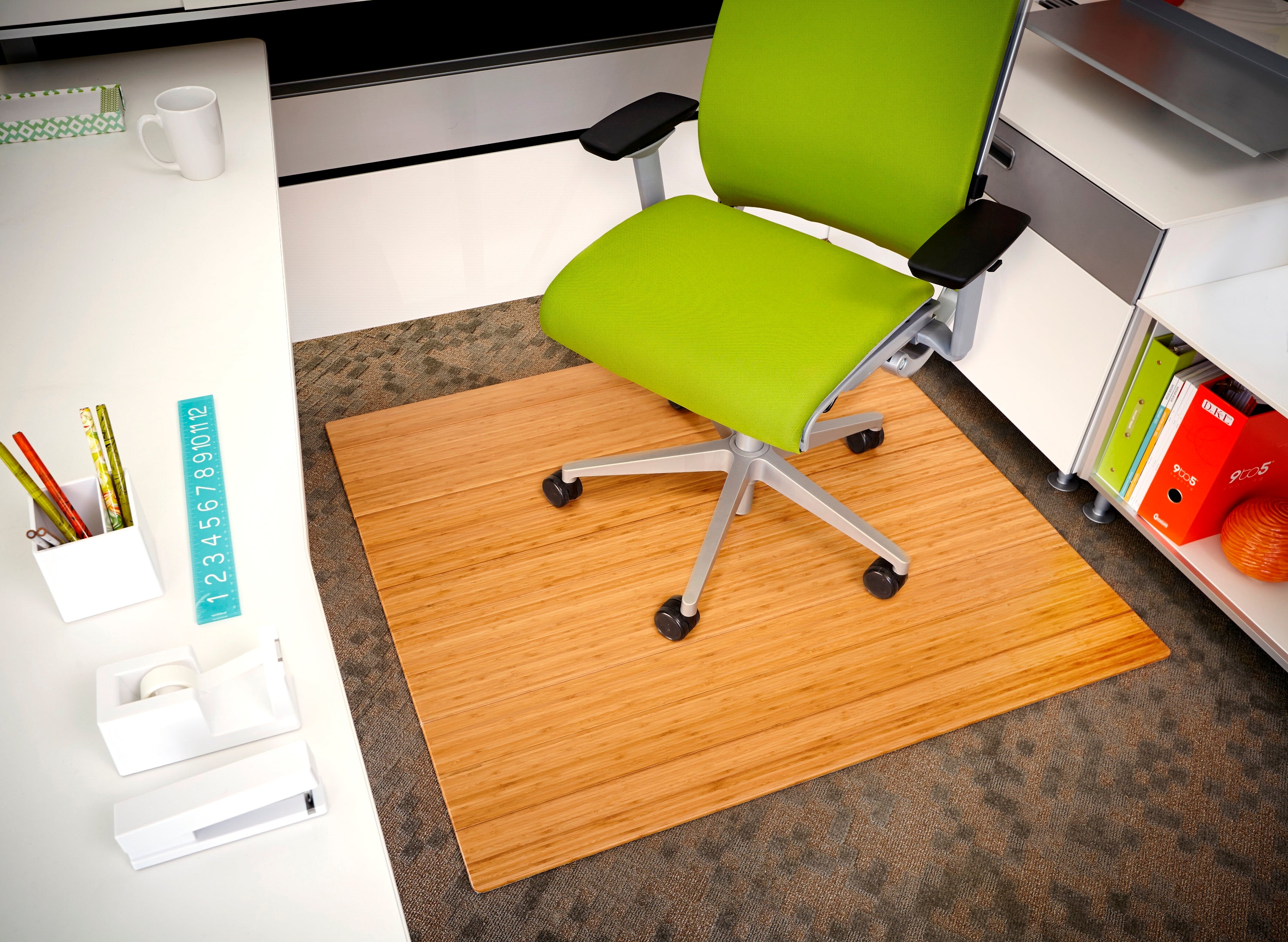 Anji Mountain Bamboo Deluxe Roll-Up Chairmat 43" x 48" no lip