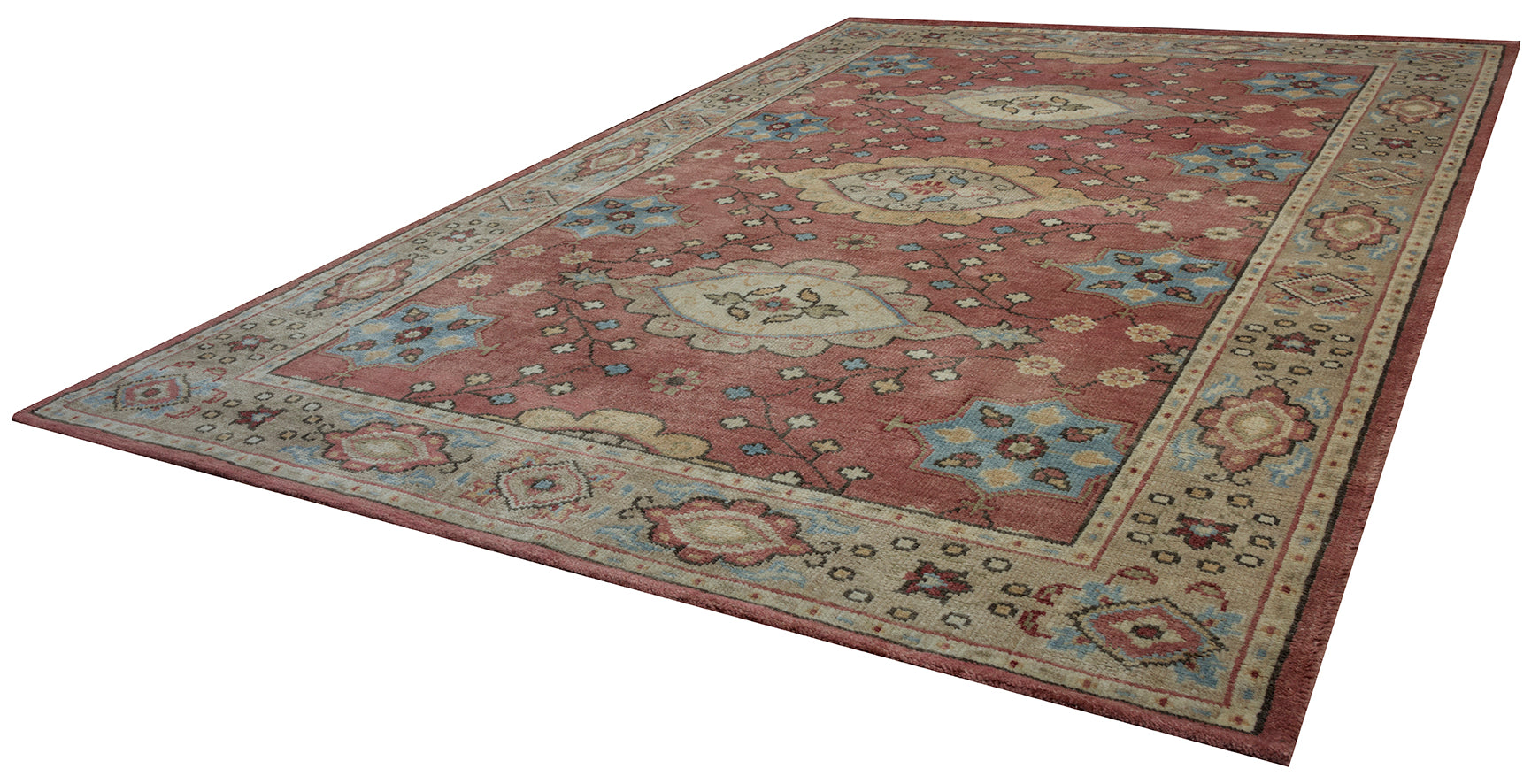 Rizzy Home Aquarius AQ8844 Red Border Area Rug