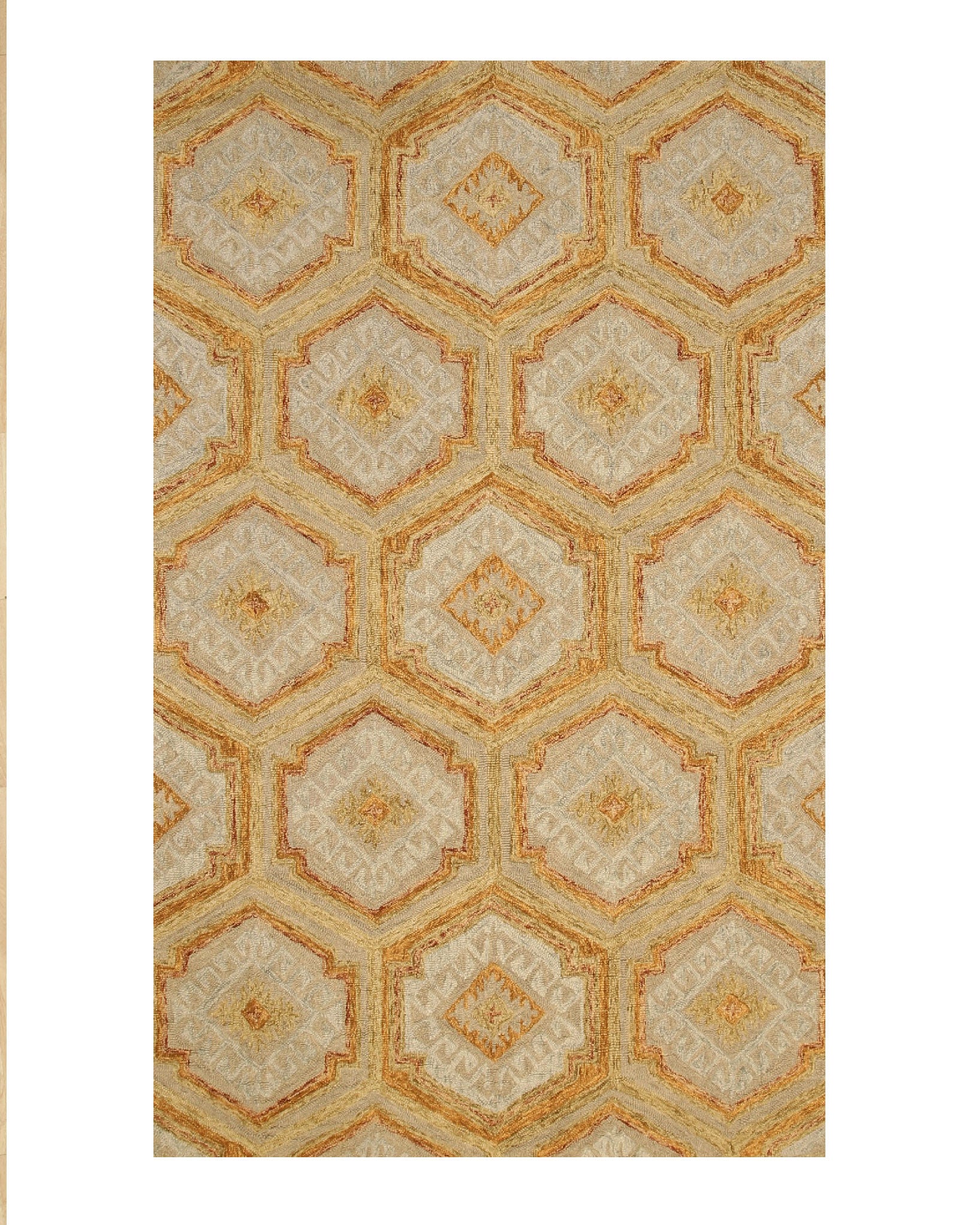 EORC Gold Hand-Tufted Wool Geometric Rug