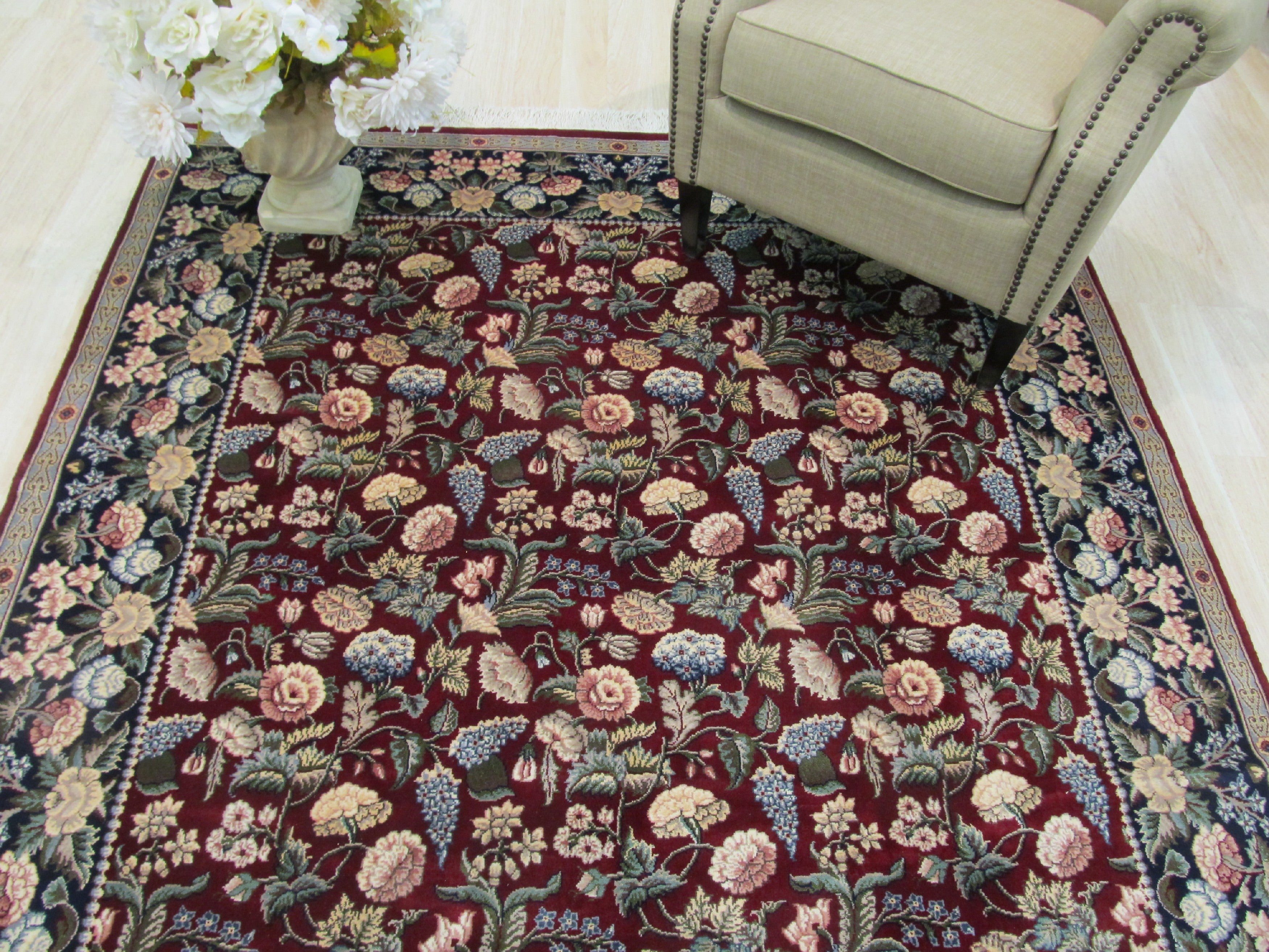EORC Hand-knotted Wool Red Traditional Floral Pak-Persian Rug