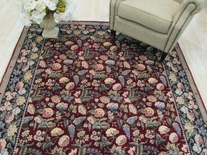 EORC Hand-knotted Wool Red Traditional Floral Pak-Persian Rug