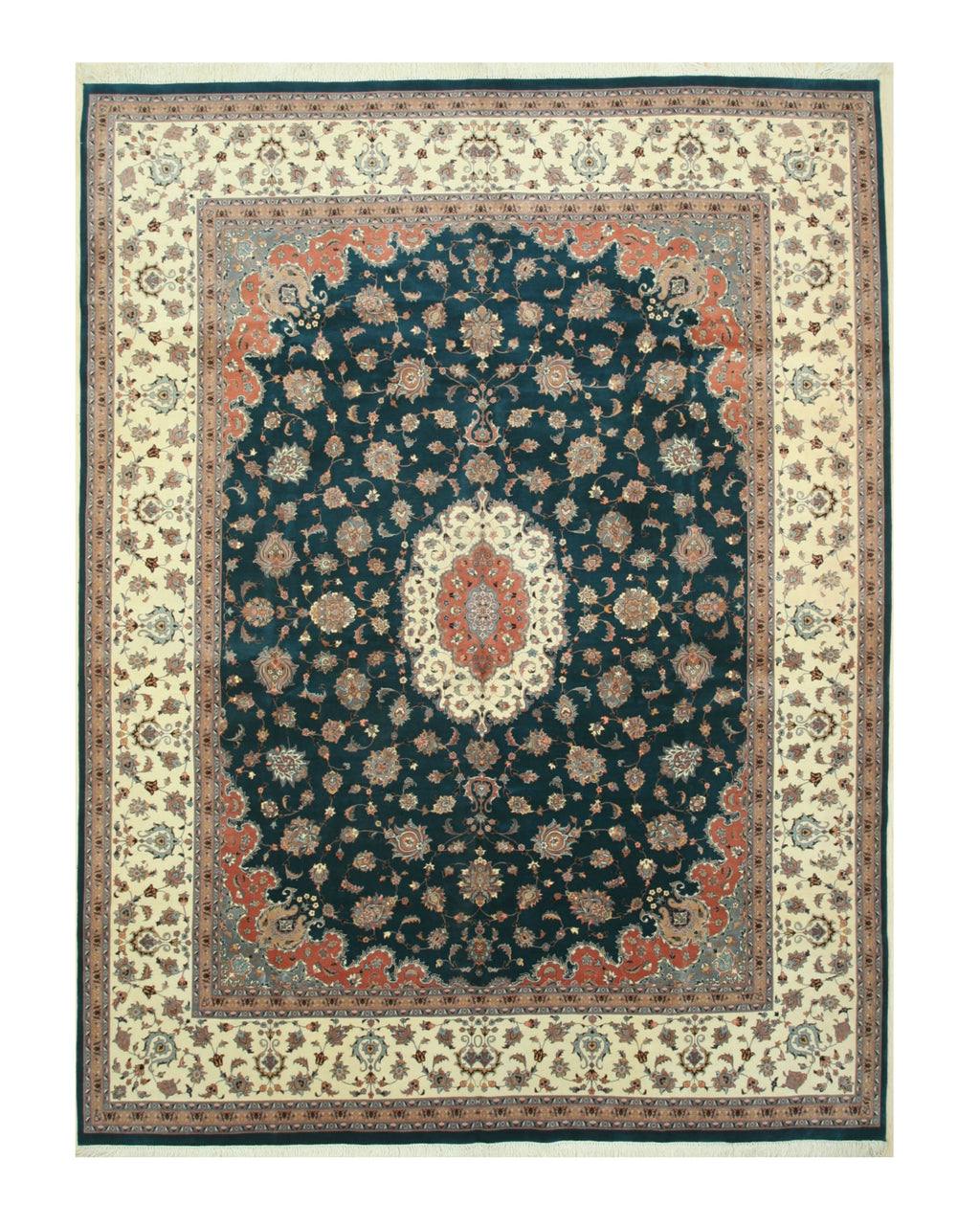 EORC Hand-knotted Wool Green Traditional Oriental Pak-Persian Rug