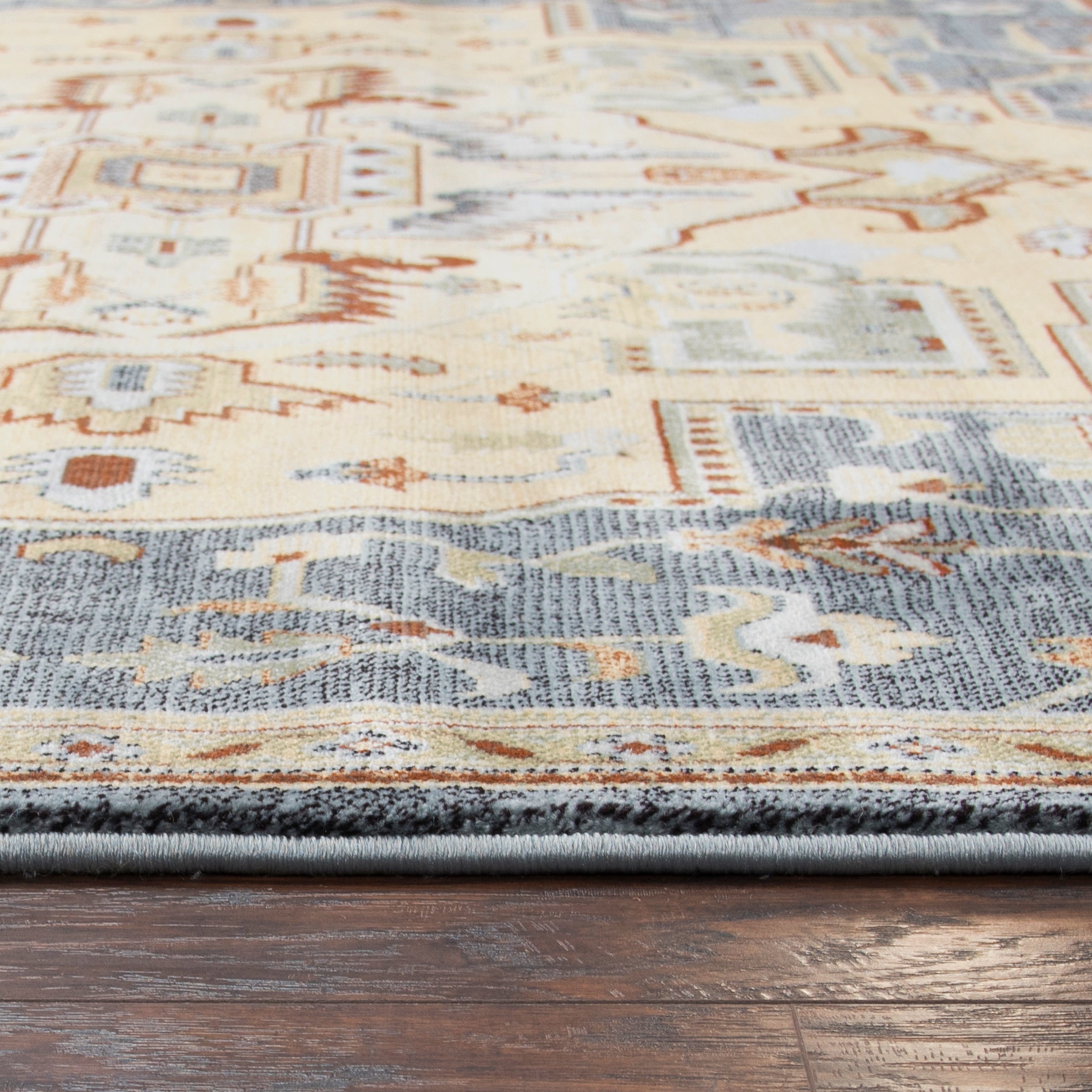 Rizzy Home Bennington BI4994 Blue Border Area Rug