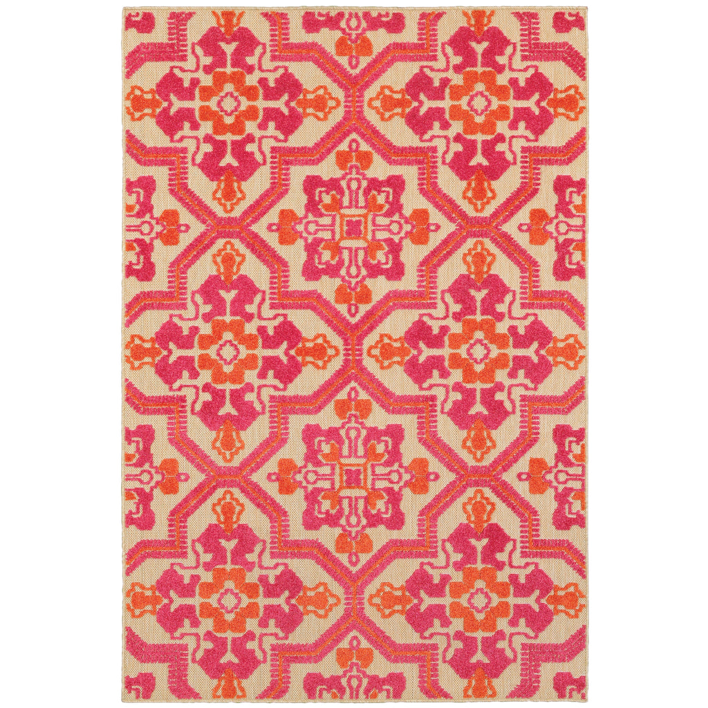 Oriental Weavers Cayman Sand/Pink Geometric 2541V Area Rug
