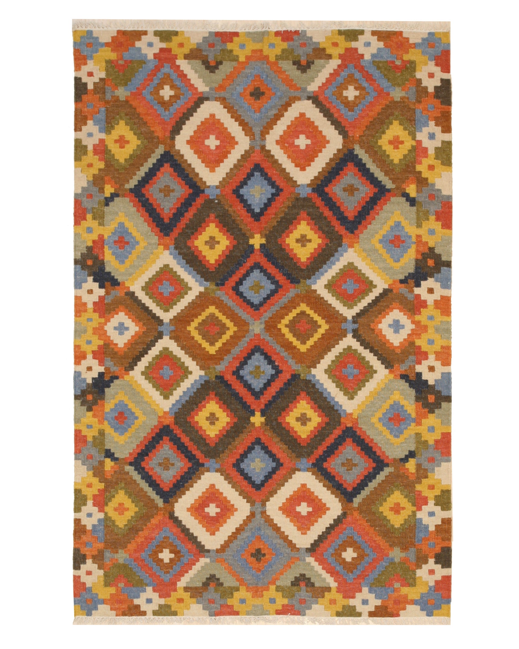 EORC Multicolored Handmade Wool Kilim Rug