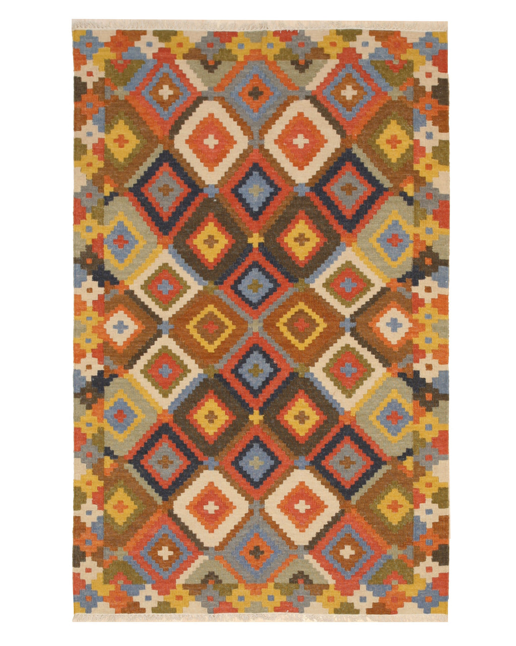 EORC Multicolored Handmade Wool Kilim Rug