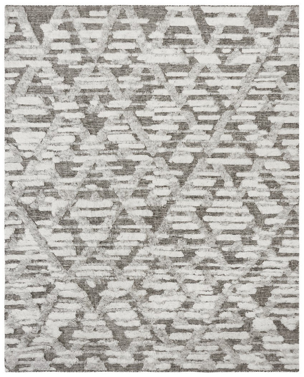 EORC Ivory Hand Knotted Wool High-Low Rug
