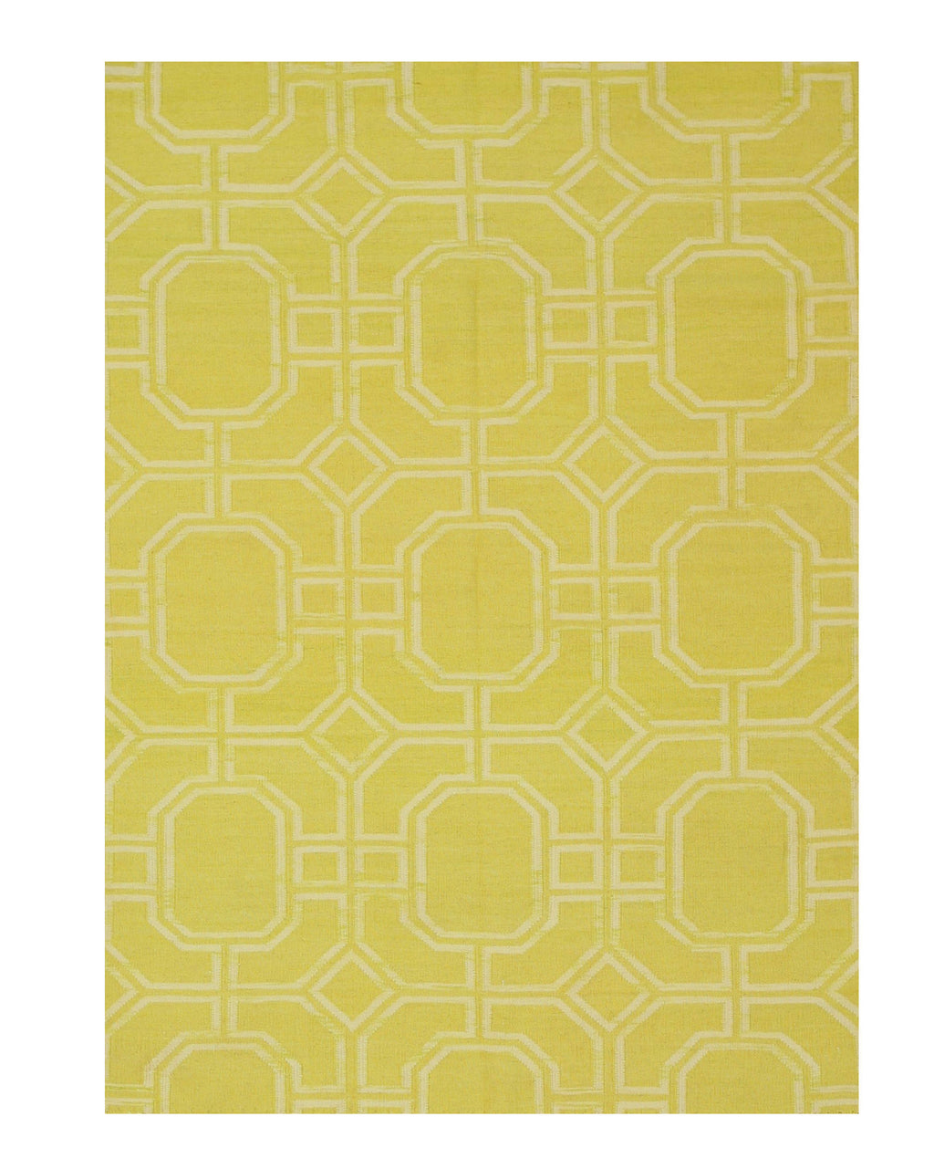 EORC Handmade Wool Gold Transitional Geometric Reversible Modern Moroccan Kilim Rug