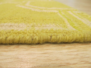EORC Handmade Wool Gold Transitional Geometric Reversible Modern Moroccan Kilim Rug
