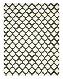 EORC Handmade Wool Black Transitional Trellis Reversible Modern Moroccan Kilim Rug