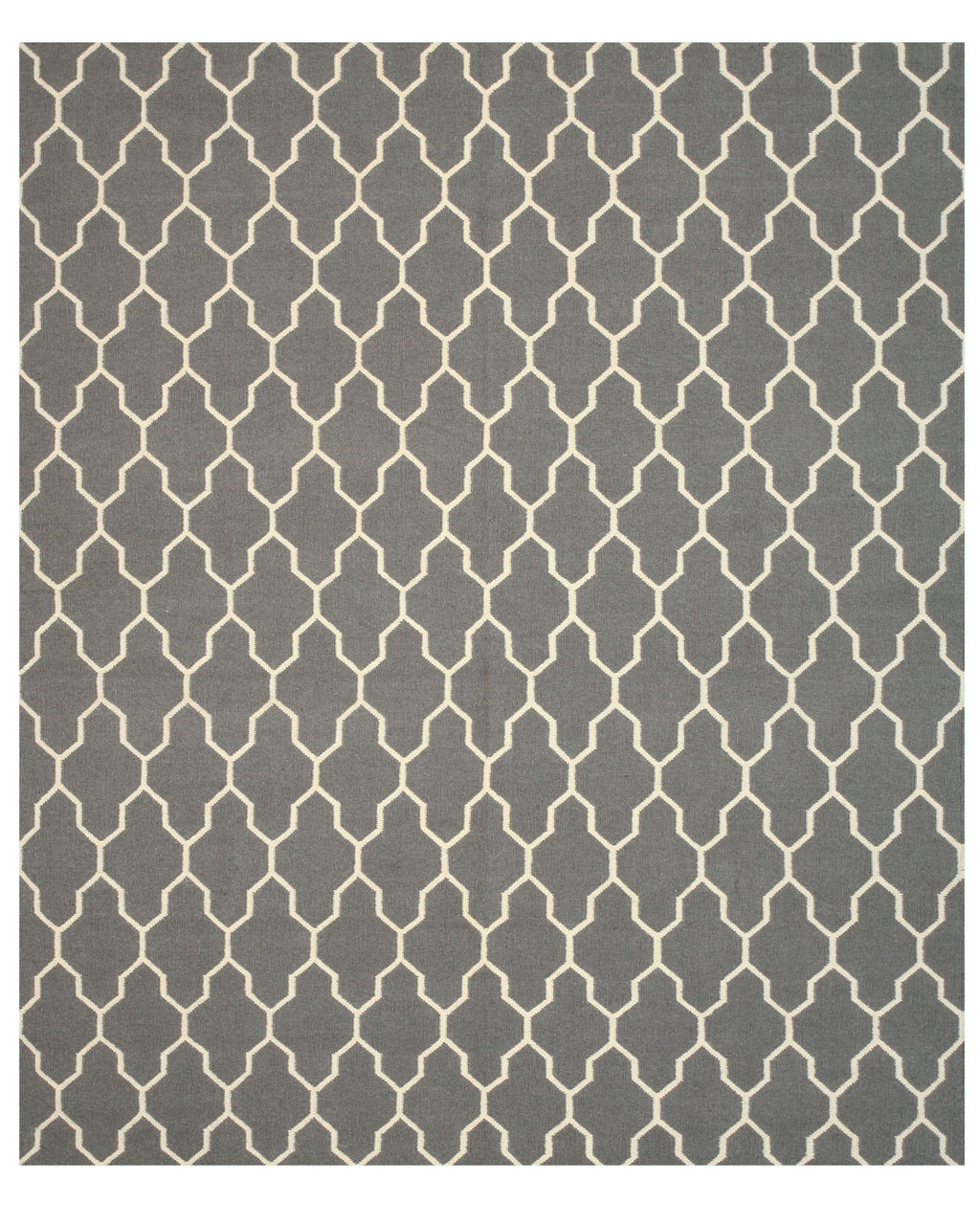 EORC Handmade Wool Gray Transitional Trellis Reversible Modern Moroccan Kilim Rug