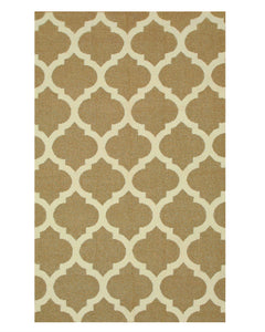 EORC Handmade Wool Brown Contemporary Trellis Flatweave Revesible Moroccan Rug