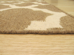 EORC Handmade Wool Brown Contemporary Trellis Flatweave Revesible Moroccan Rug