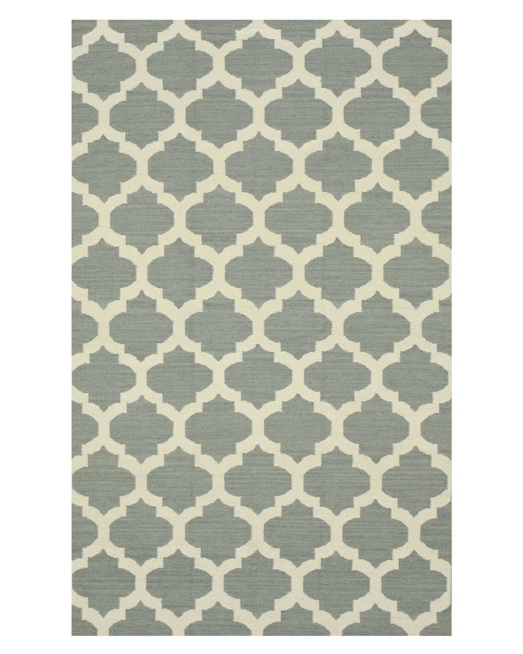 EORC Handmade Wool Gray Contemporary Trellis Flatweave Revesible Moroccan Rug