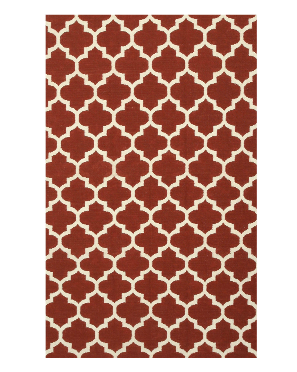 EORC Handmade Wool Red Contemporary Trellis Flatweave Revesible Moroccan Rug