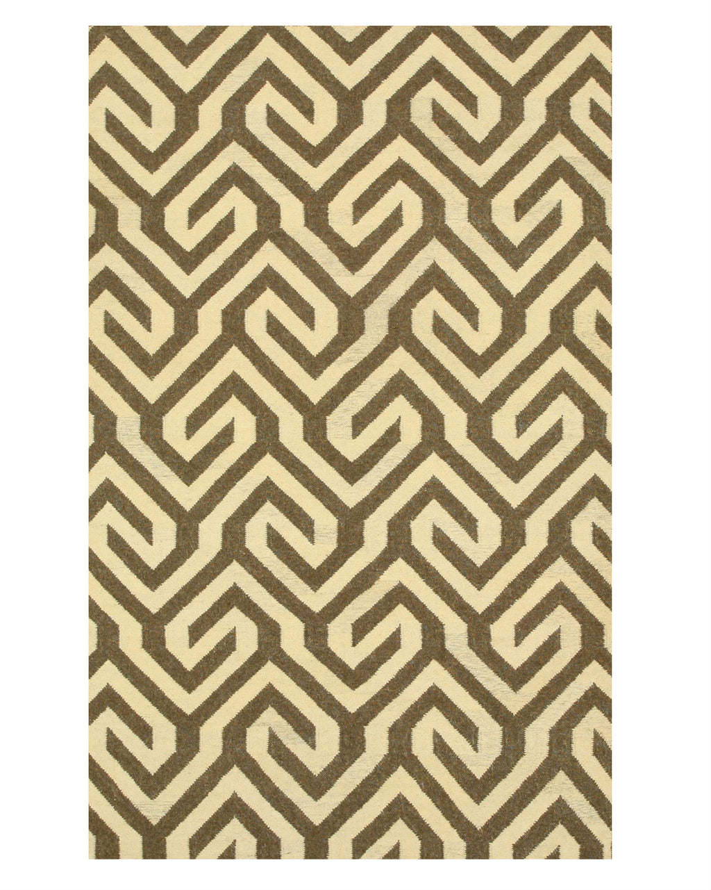 EORC Handmade Wool Brown Contemporary Geometric Flatweave Revesible Casba Rug