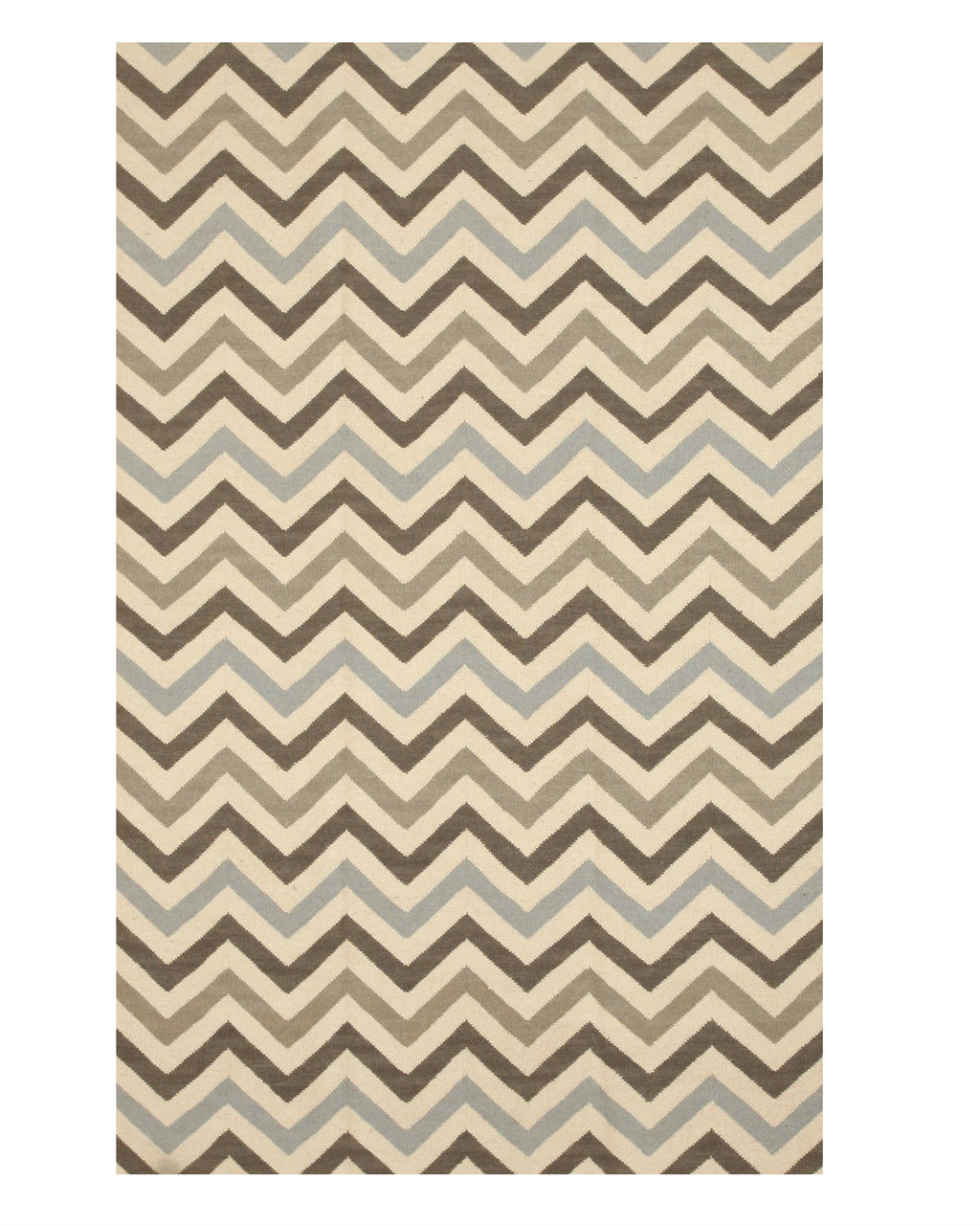 EORC Handmade Wool Multicolored Contemporary Geometric Flatweave Revesible Chevron Rug