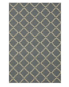 EORC Handmade Wool Blue Contemporary Trellis Flatweave Revesible Moroccan Rug