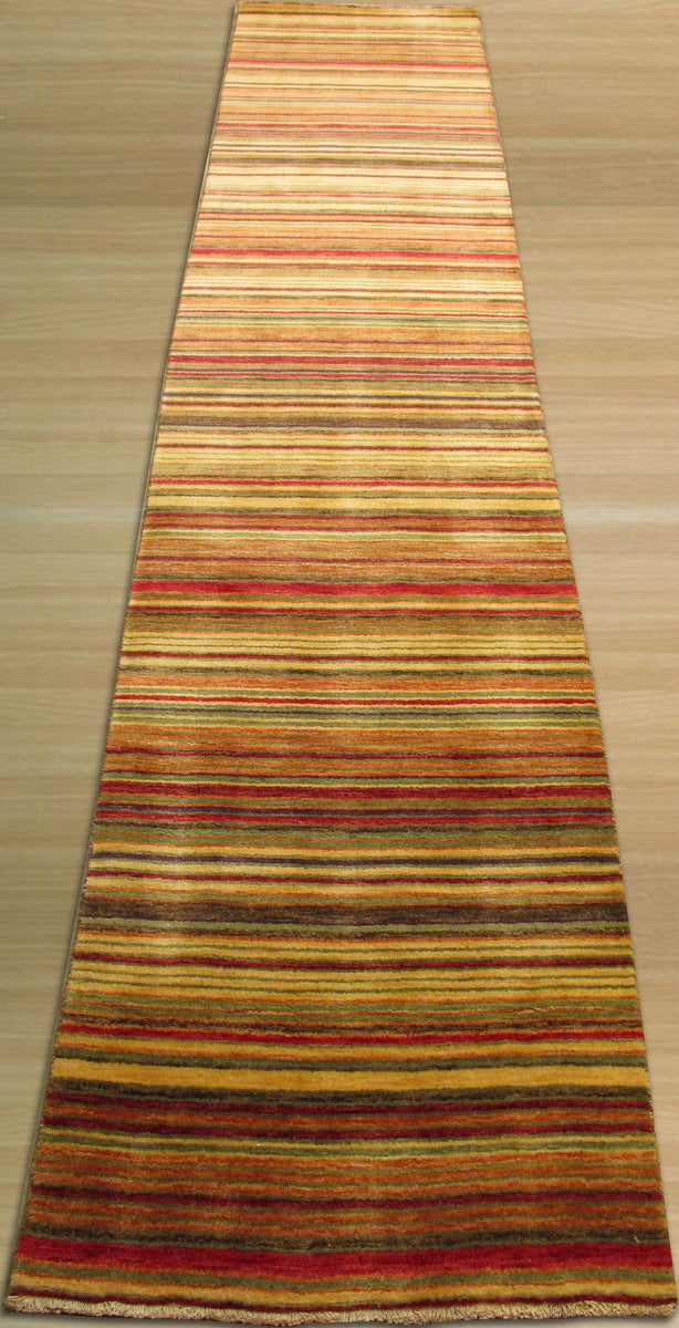 EORC Handmade Wool Multicolored Transitional Stripe Lori Toni Rug