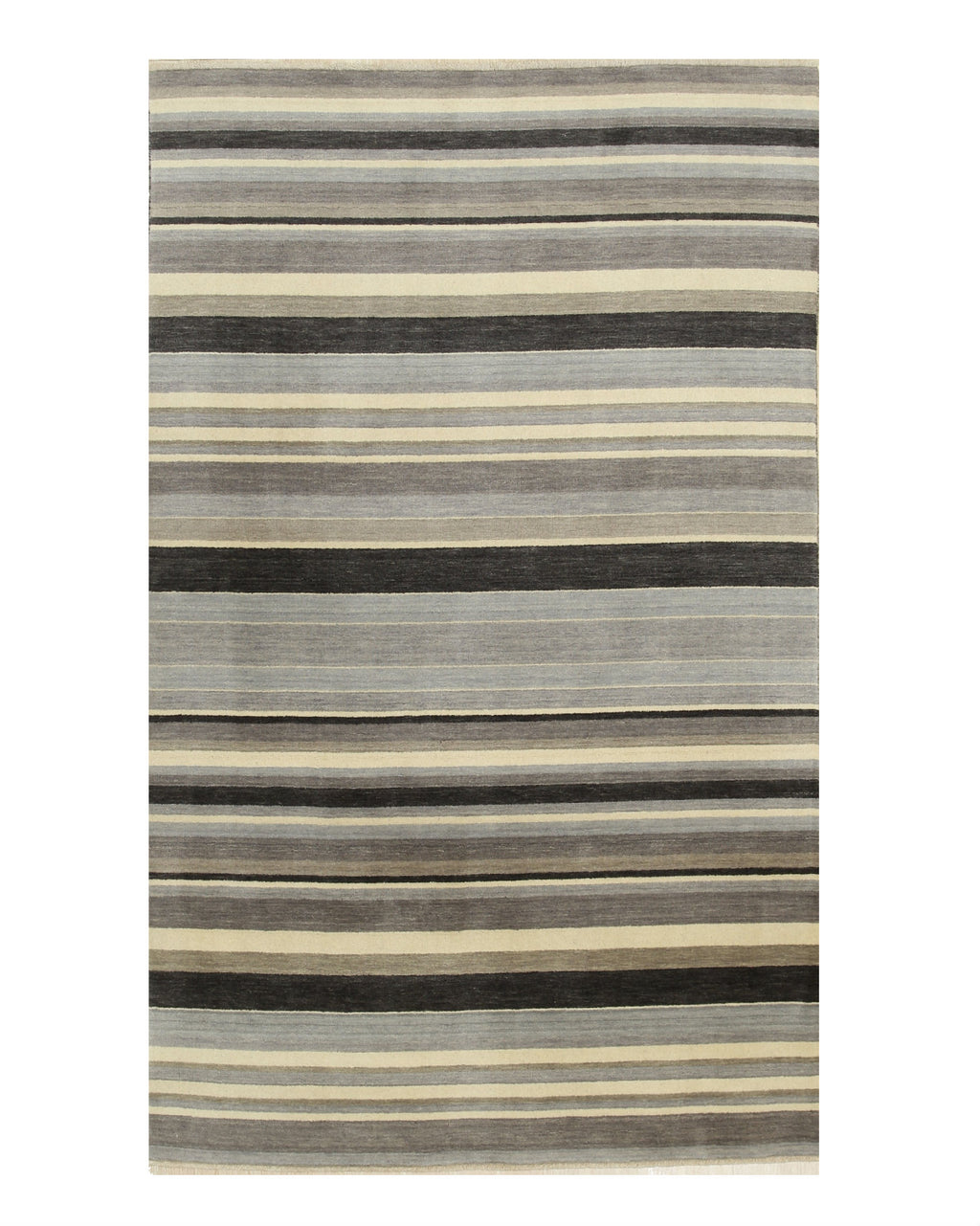 EORC Gray/Blue Handmade Wool Striped Rug