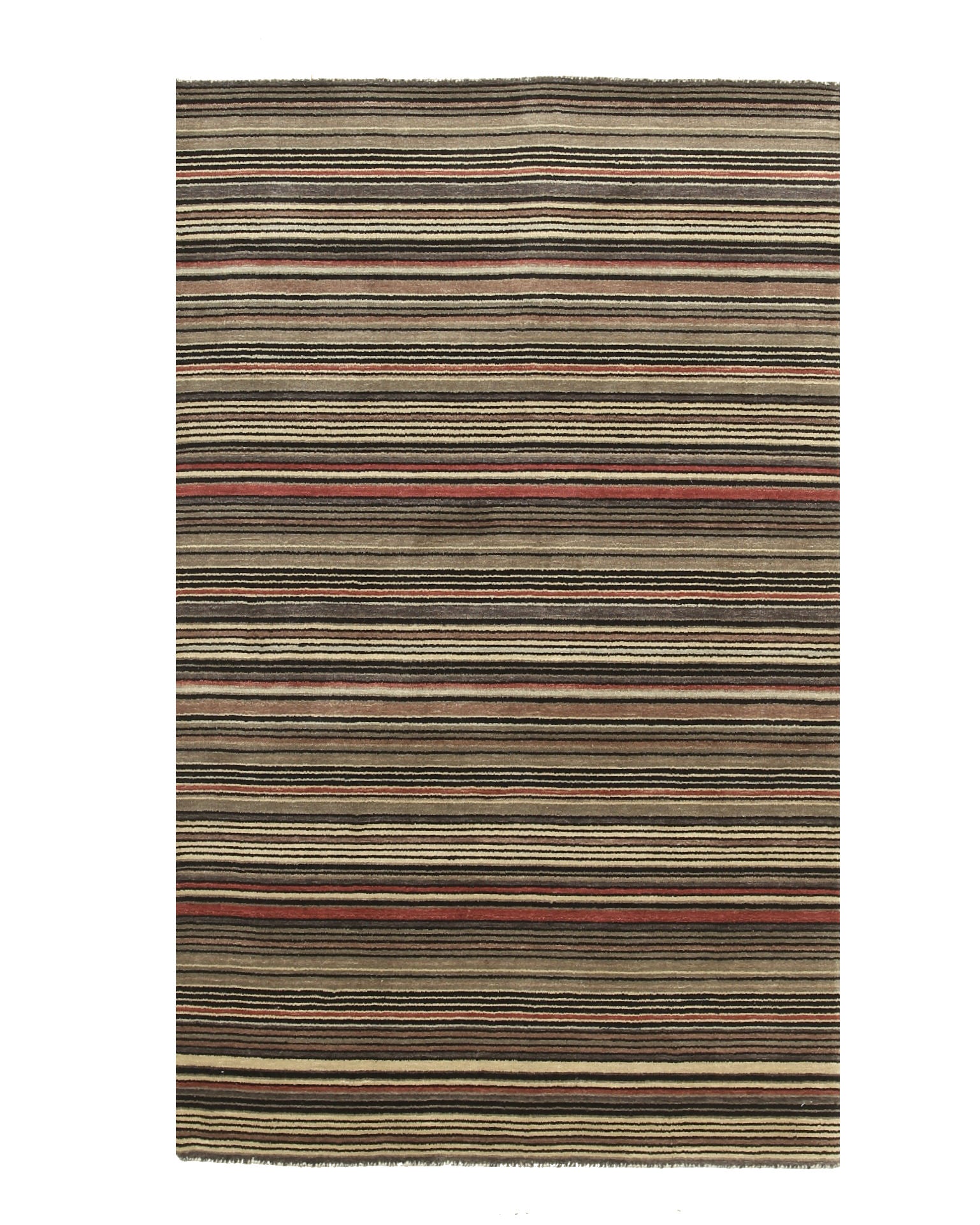 EORC Black/Charcoal Handmade Wool Striped Rug