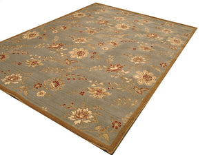EORC Machine-Made Wool Blue Traditional Floral Florance Area Rug