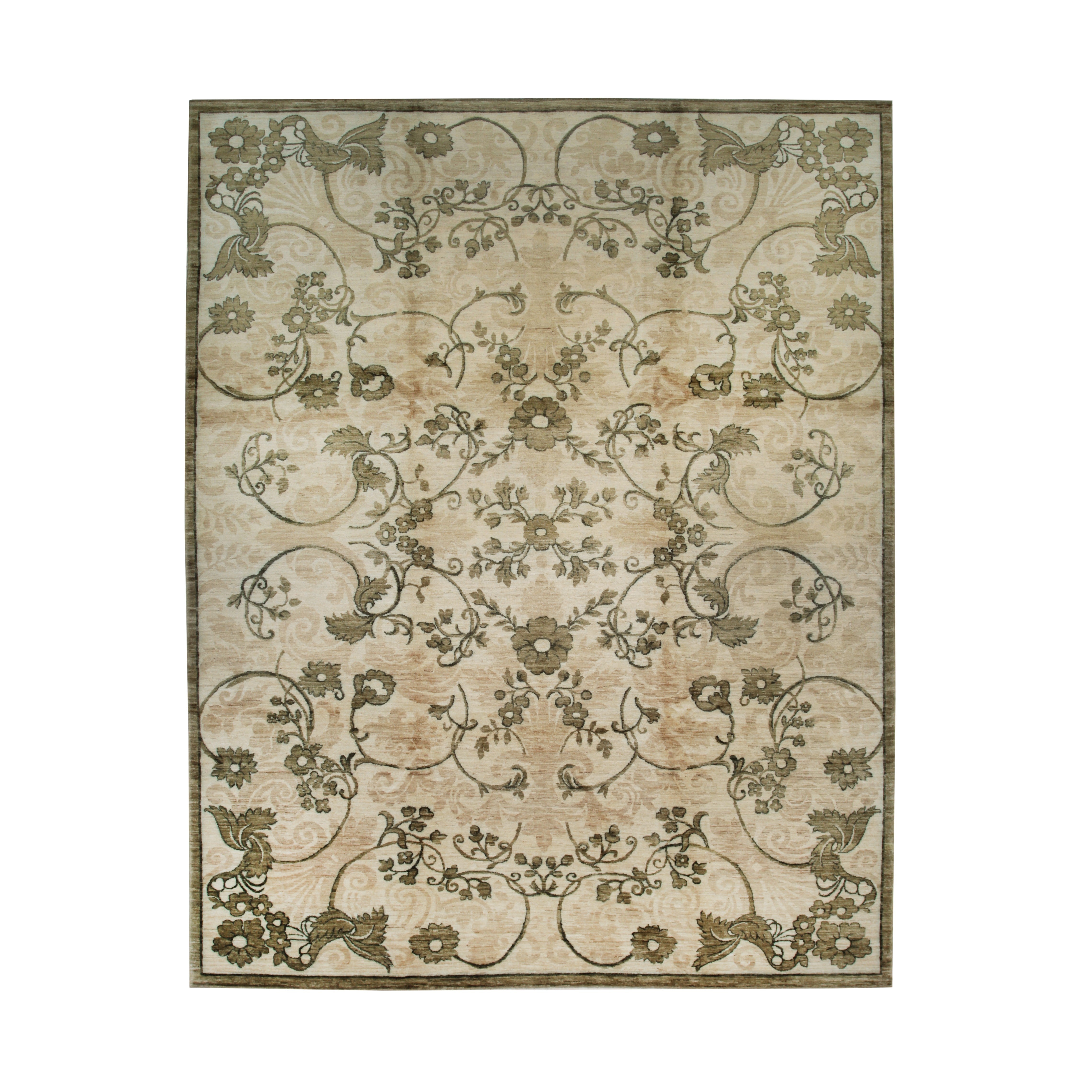 EORC Ivory Handmade Afghan Wool Turkish Knot Rug
