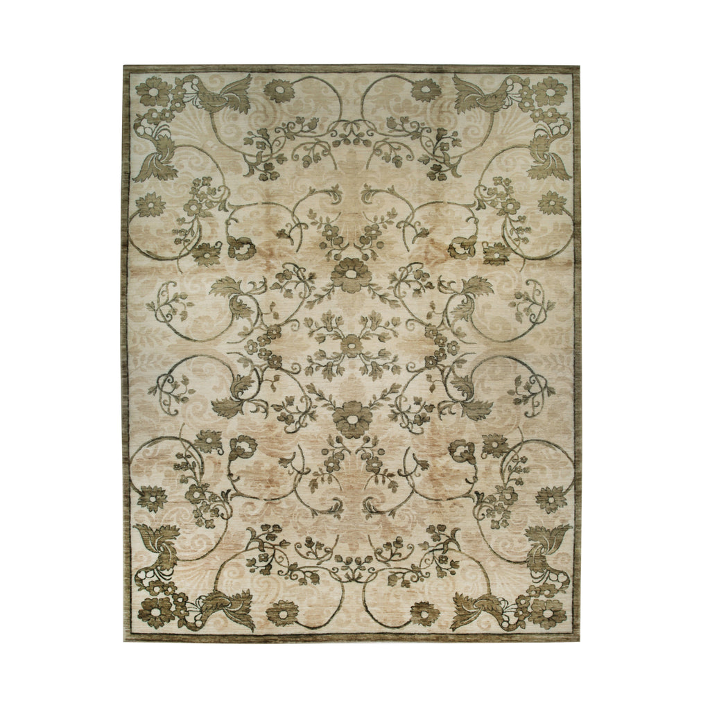 EORC Ivory Handmade Afghan Wool Turkish Knot Rug