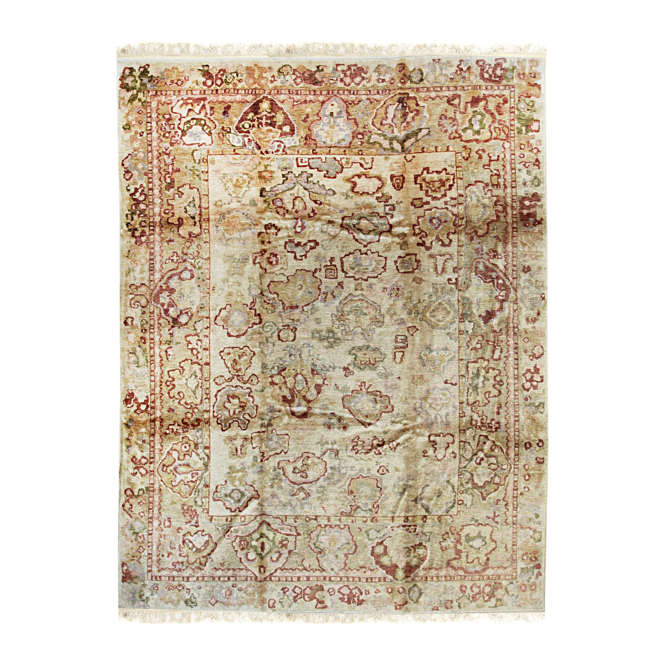 EORC Beige Handmade Mohair Angora Oushak Rug