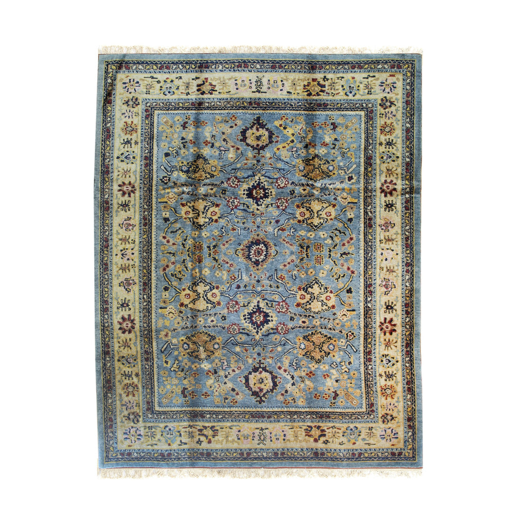 EORC Blue Handmade Mohair Angora Oushak Rug