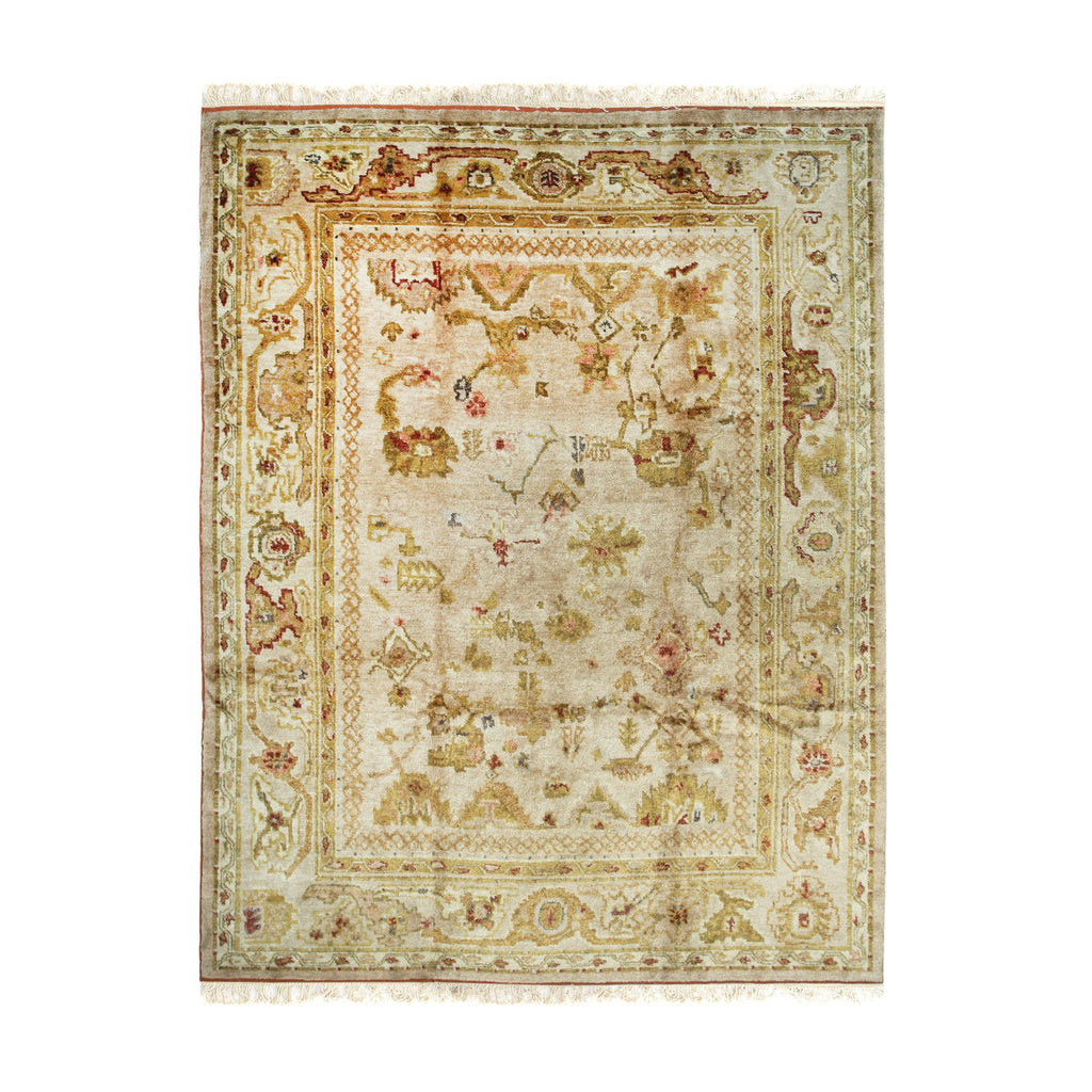 EORC Beige Handmade Mohair Angora Oushak Rug
