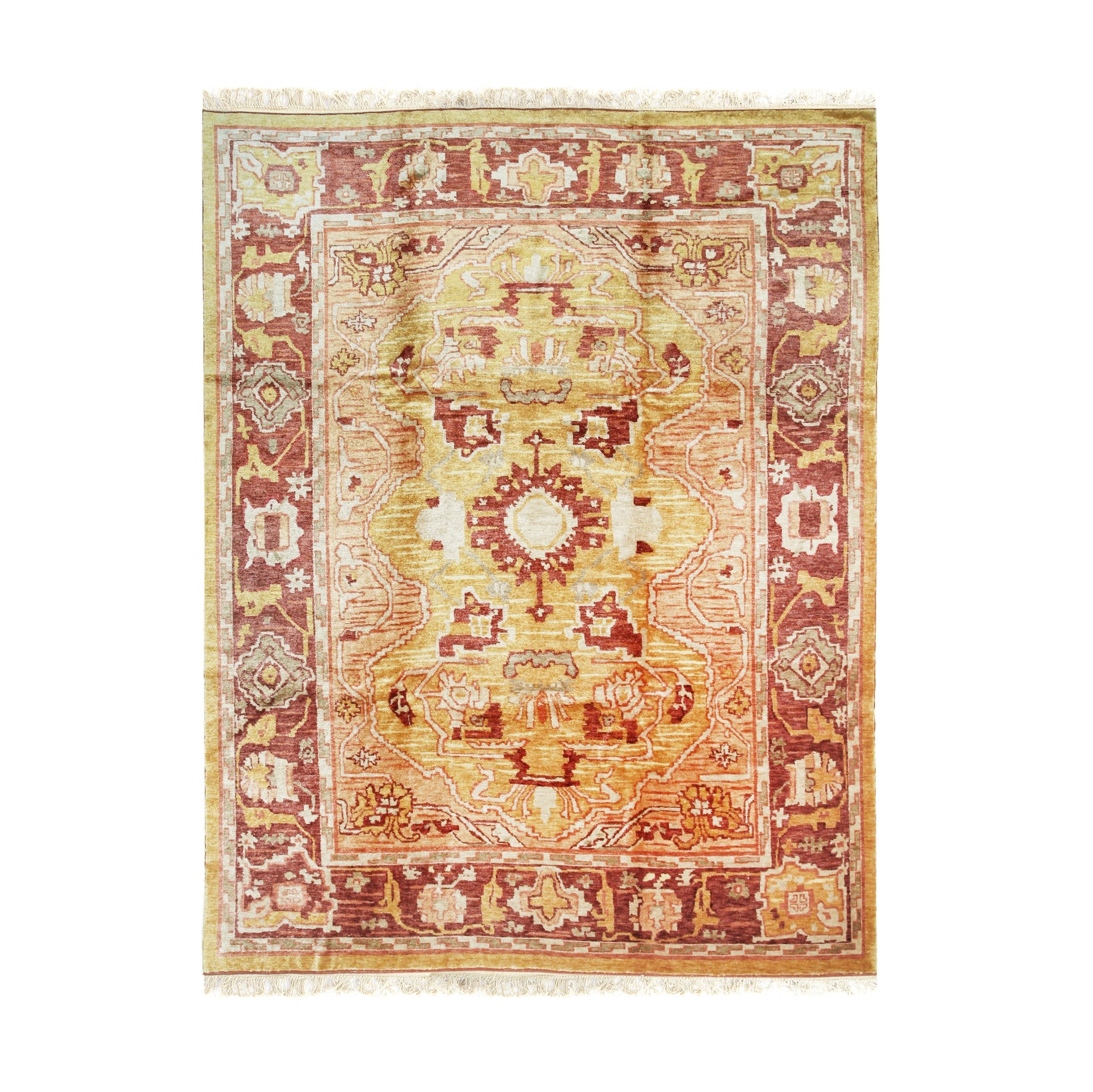 EORC Gold Handmade Mohair Angora Oushak Rug