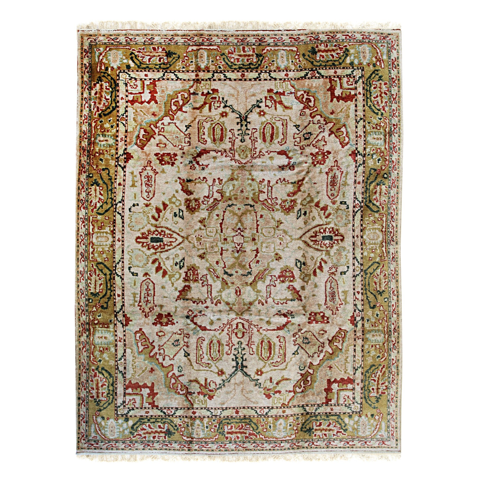 EORC Beige Handmade Mohair Angora Oushak Rug