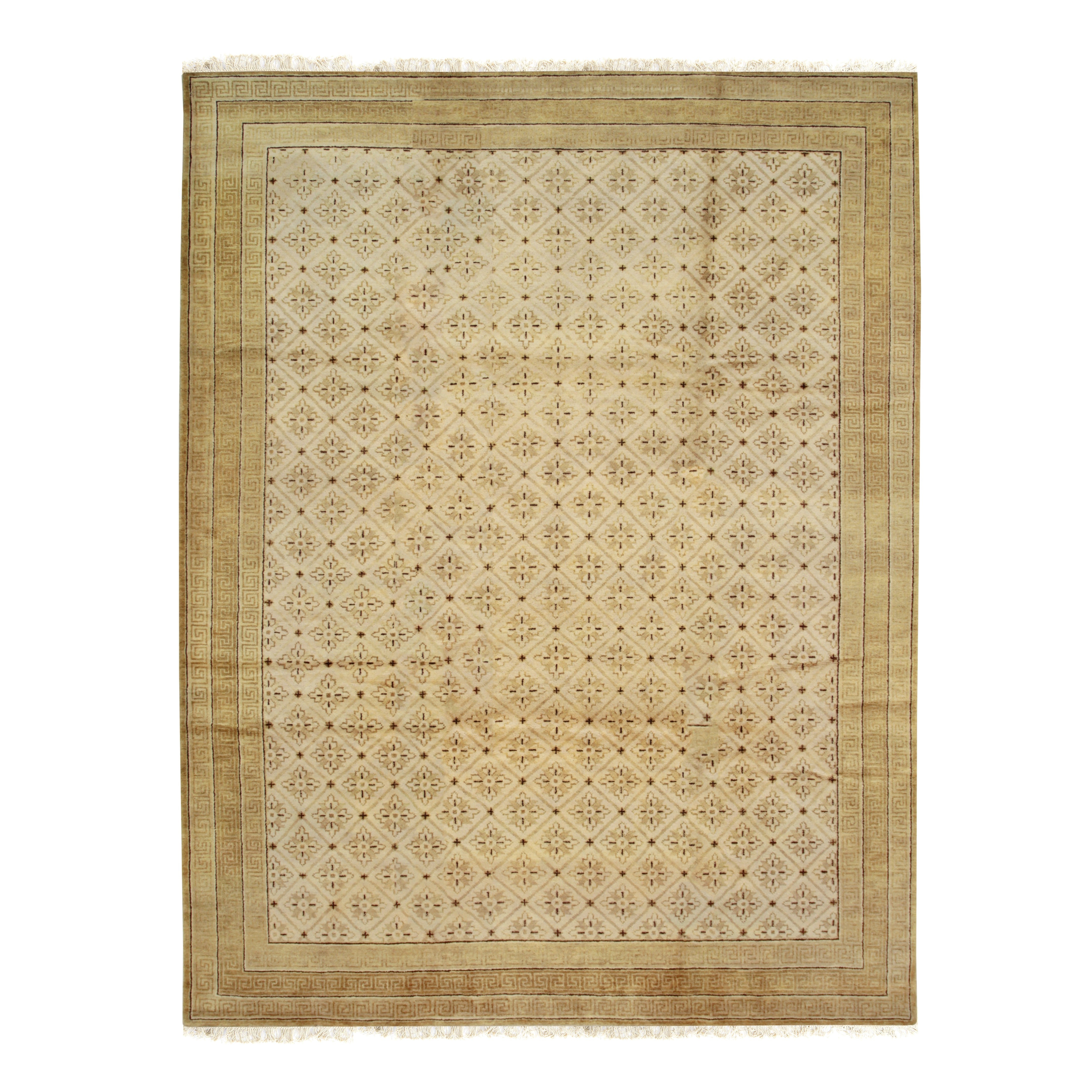 EORC Beige Handmade Wool Ningxia Rug