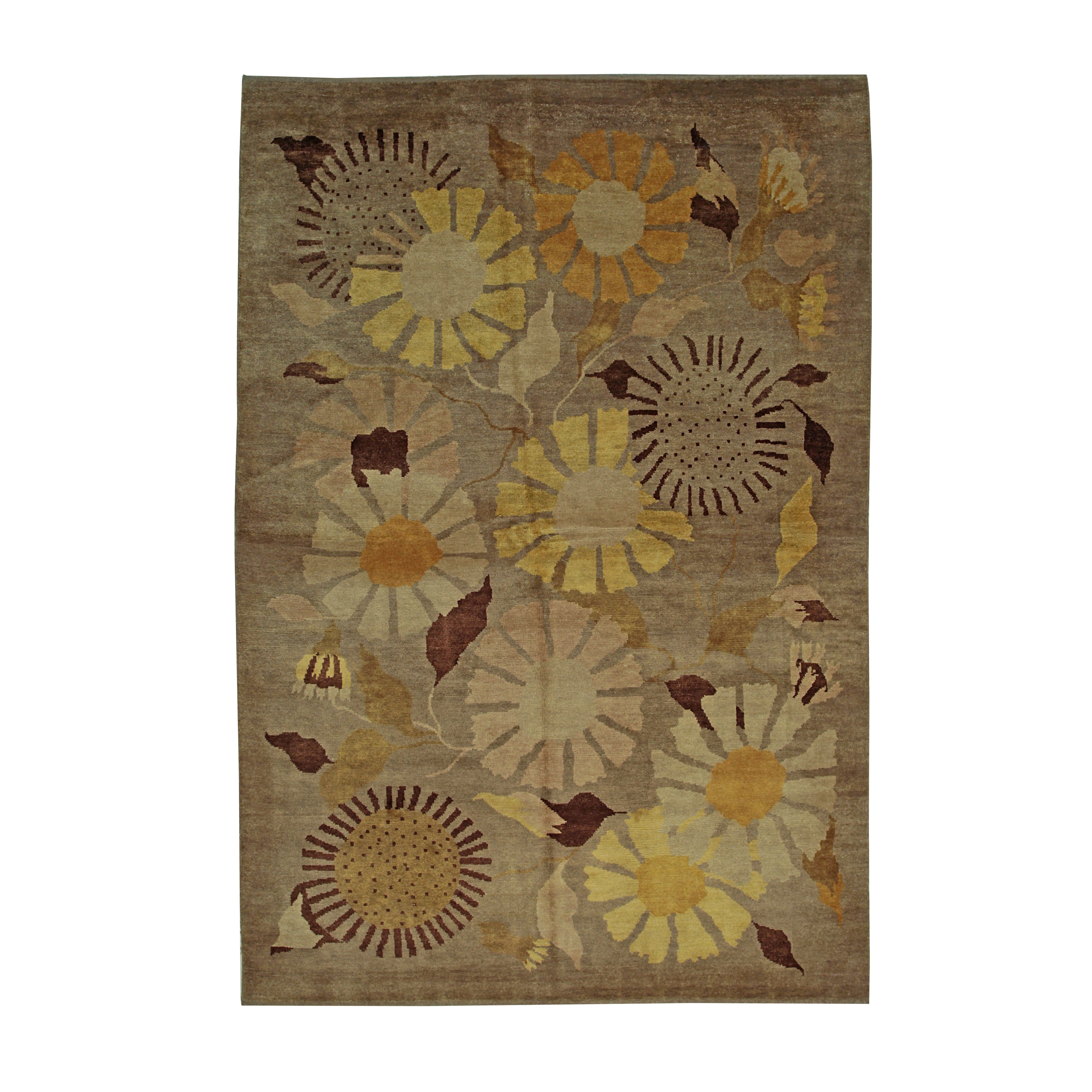 EORC Brown Handmade Wool Ningxia Rug