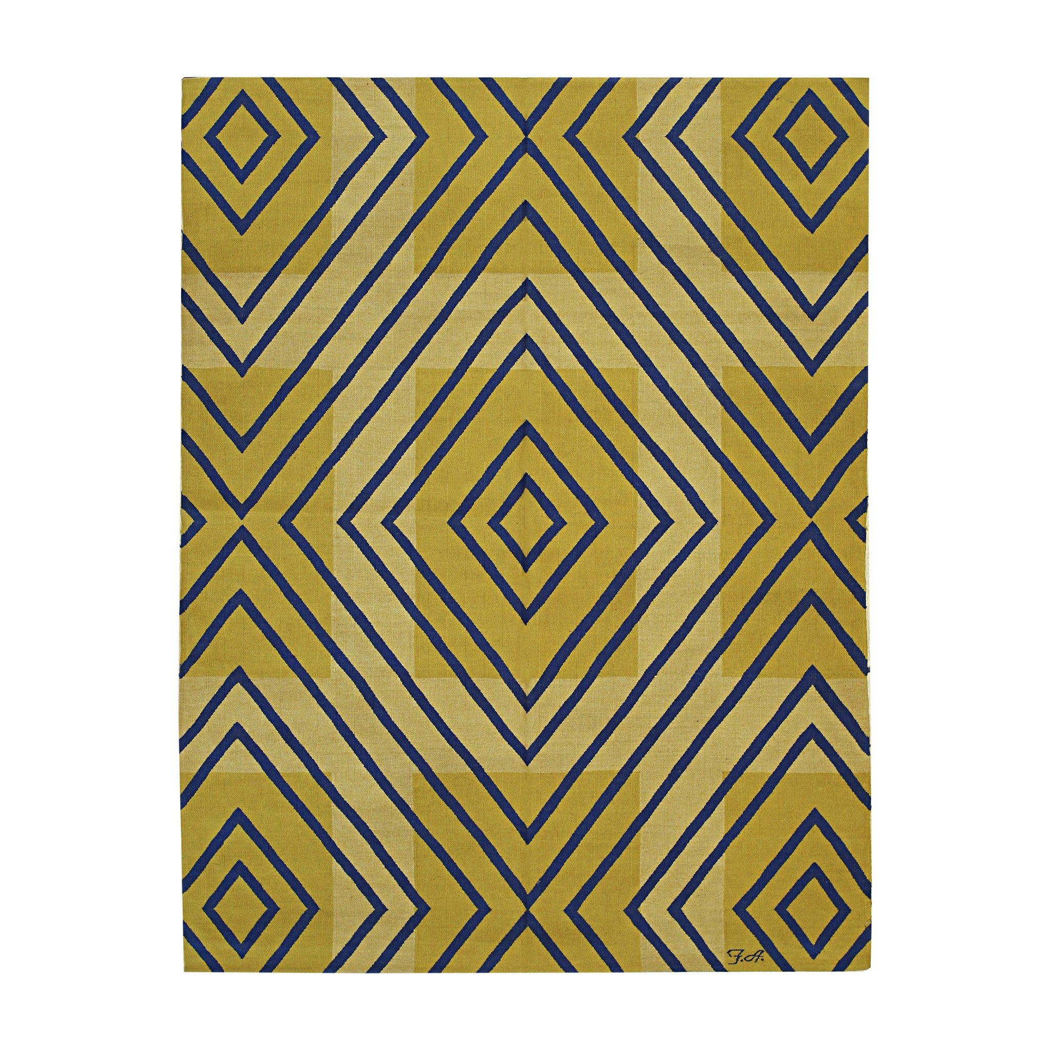 EORC Yellow Handwoven Wool Flat Weave Rug
