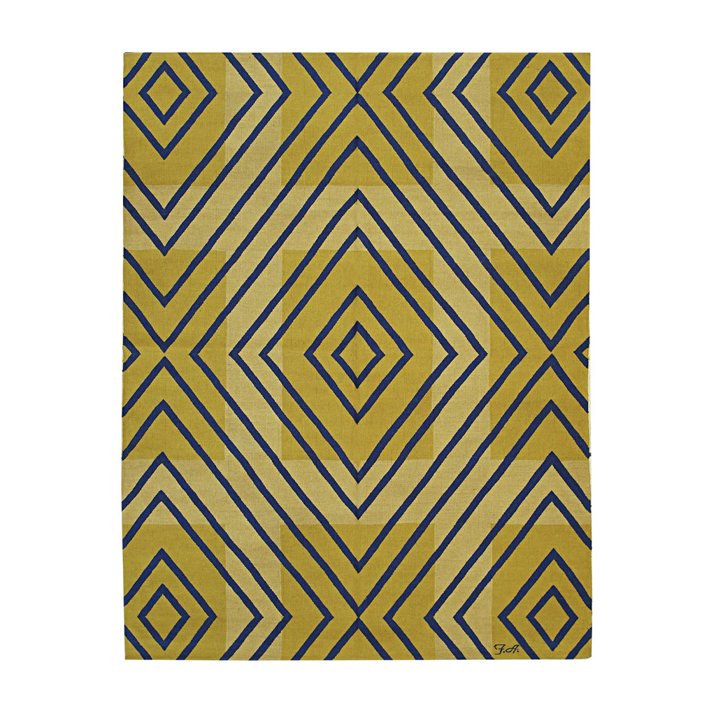 EORC Yellow Handwoven Wool Flat Weave Rug