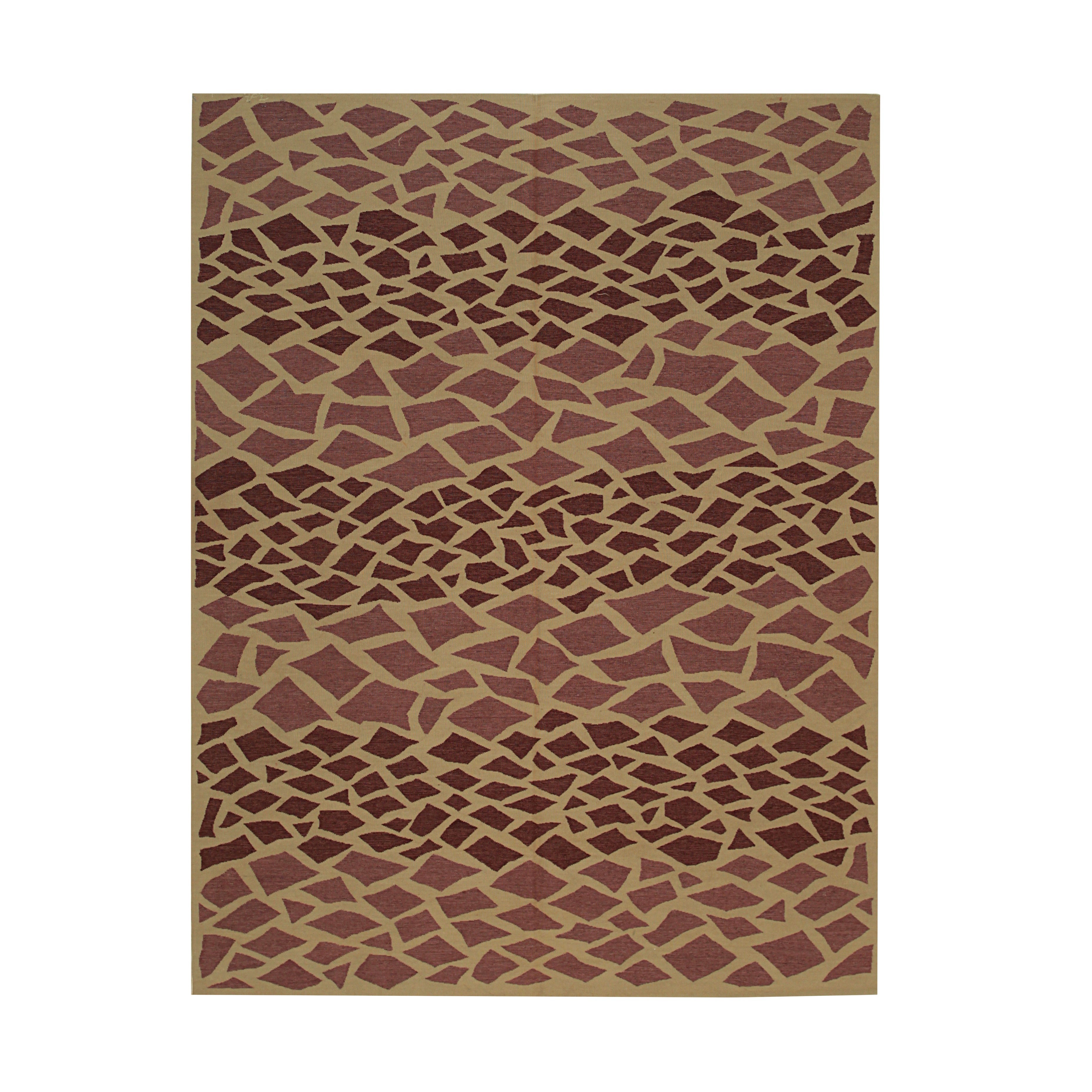 EORC Pink Handwoven Wool Flat Weave Rug