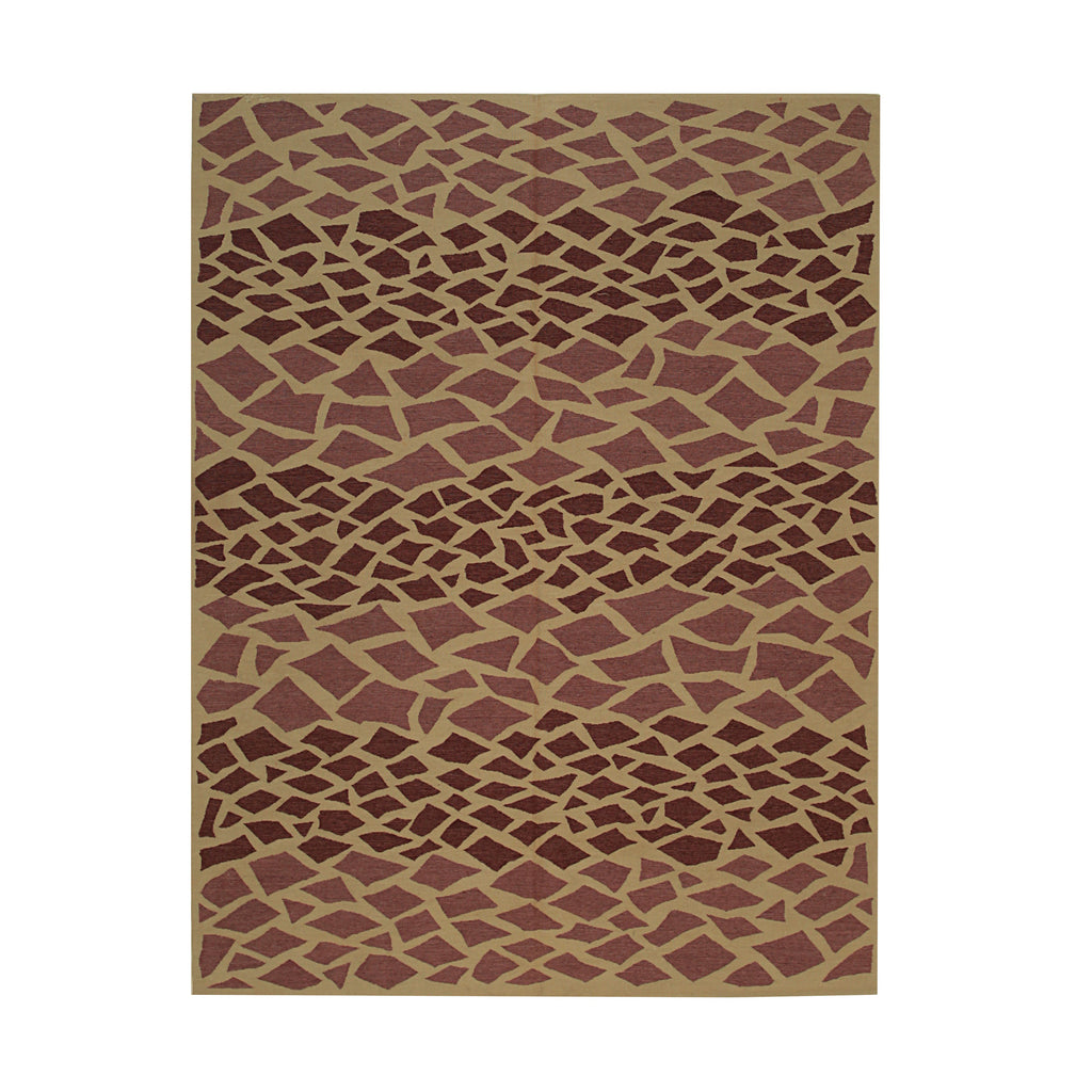 EORC Pink Handwoven Wool Flat Weave Rug