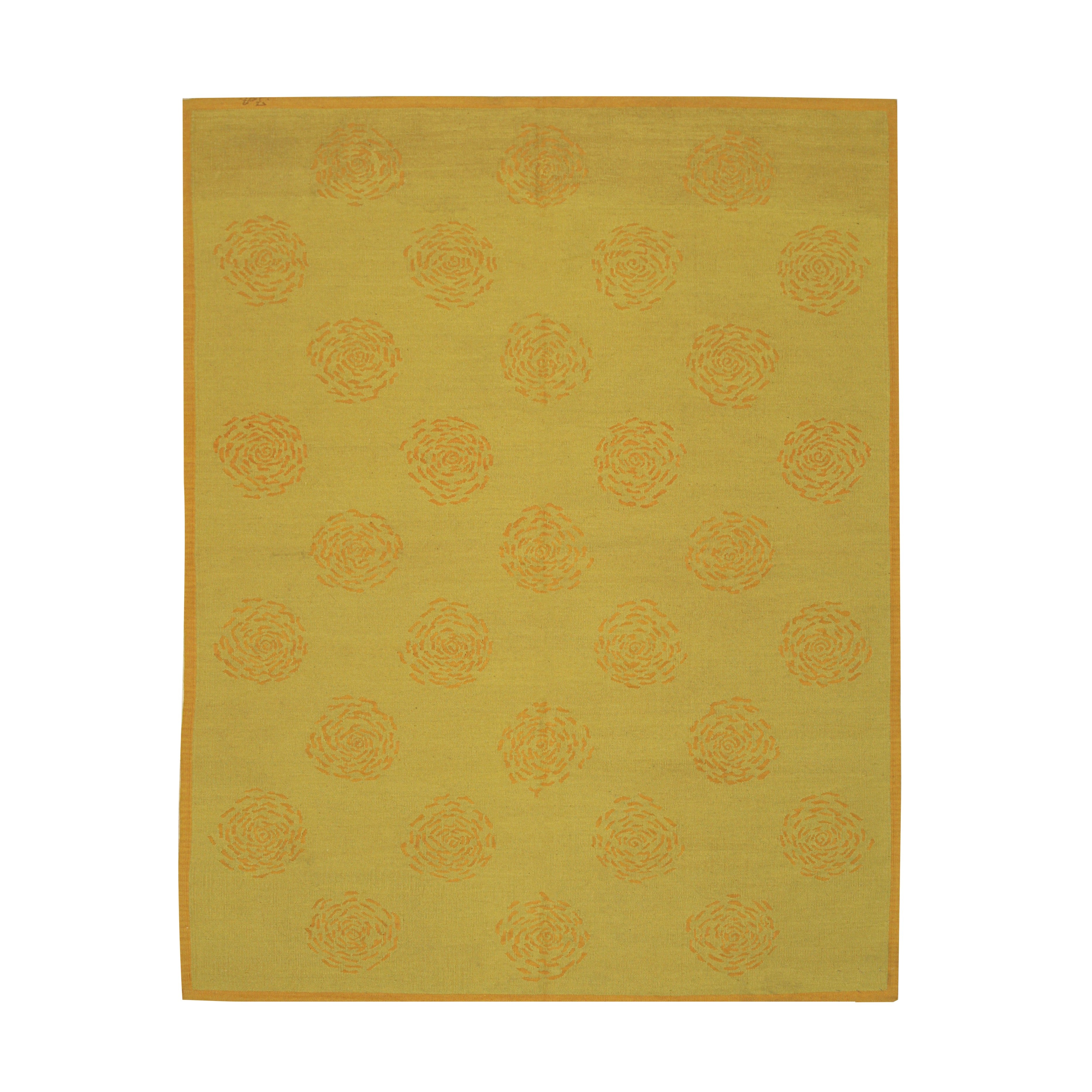 EORC Yellow Handwoven Wool Flat Weave Rug