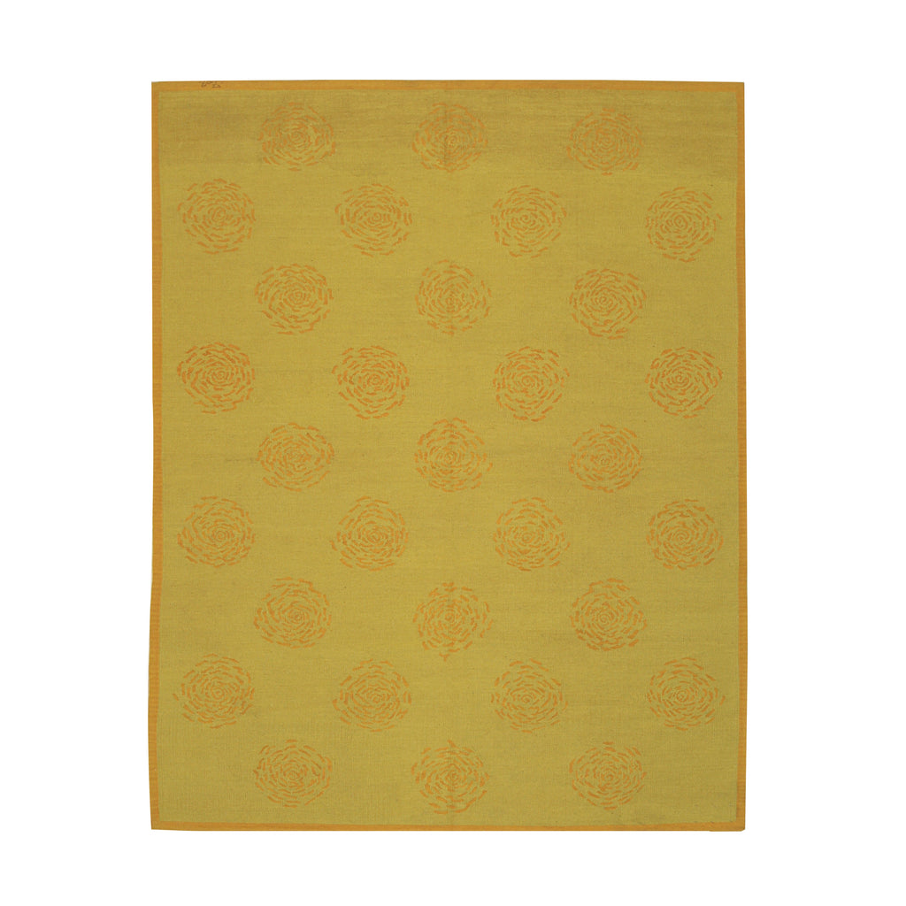 EORC Yellow Handwoven Wool Flat Weave Rug